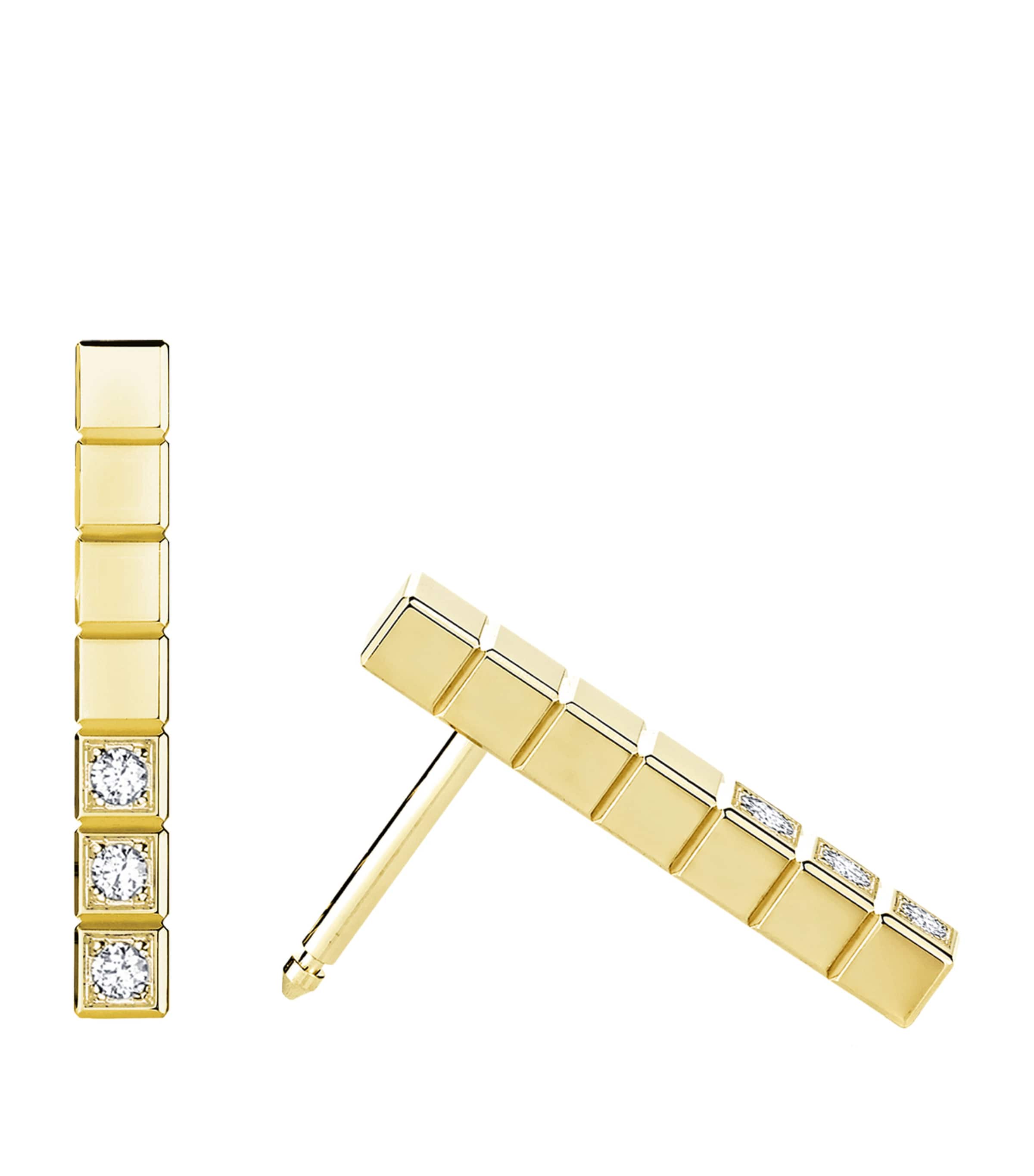 Yellow Gold and Diamond Ice Cube Earrings 18K YELLOW GOLD Image 4