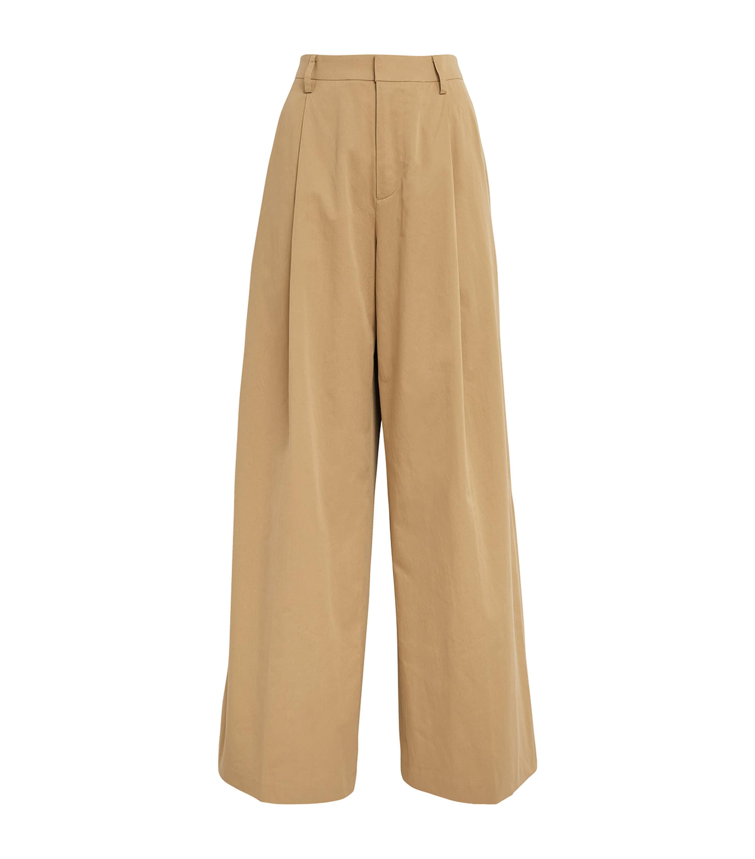 Frame Pleated Wide-leg Trousers In Green