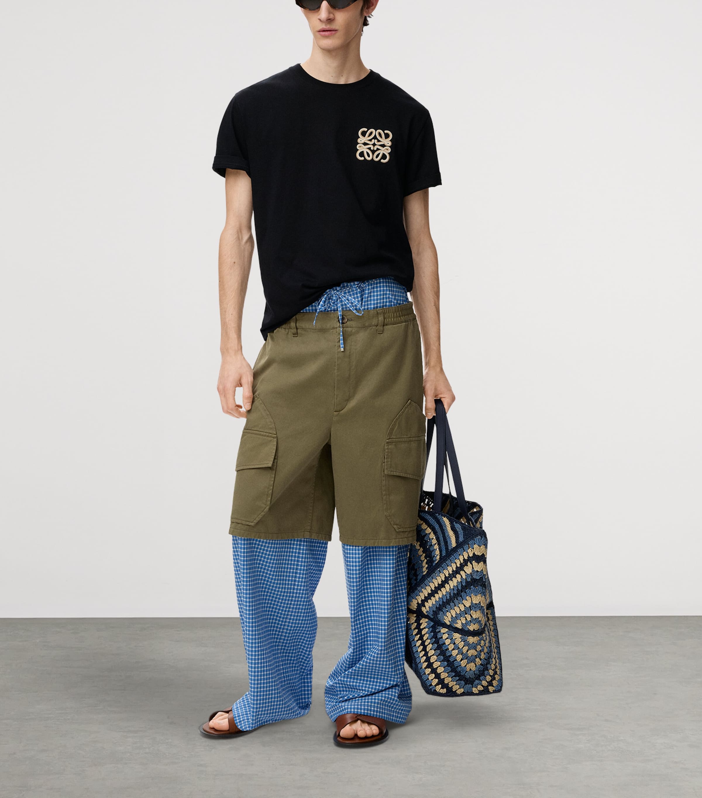 LOEWE Mens x Paula's Ibiza Cargo Shorts Khaki Green Image 2