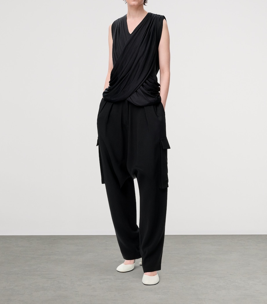 Silk Draped Top BLACK Image 4