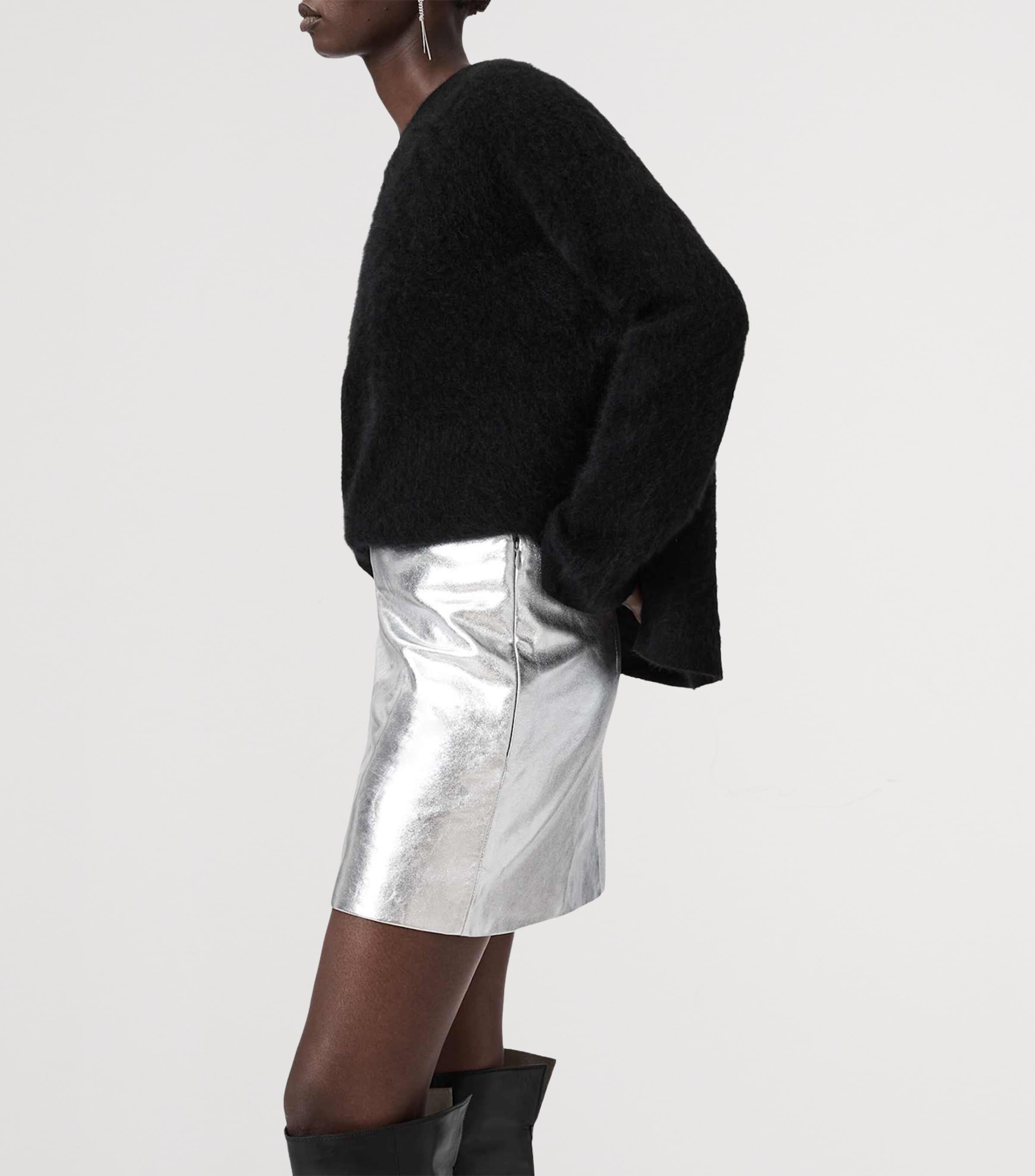 Metallic Leather Renai Mini Skirt SILVER Image 7