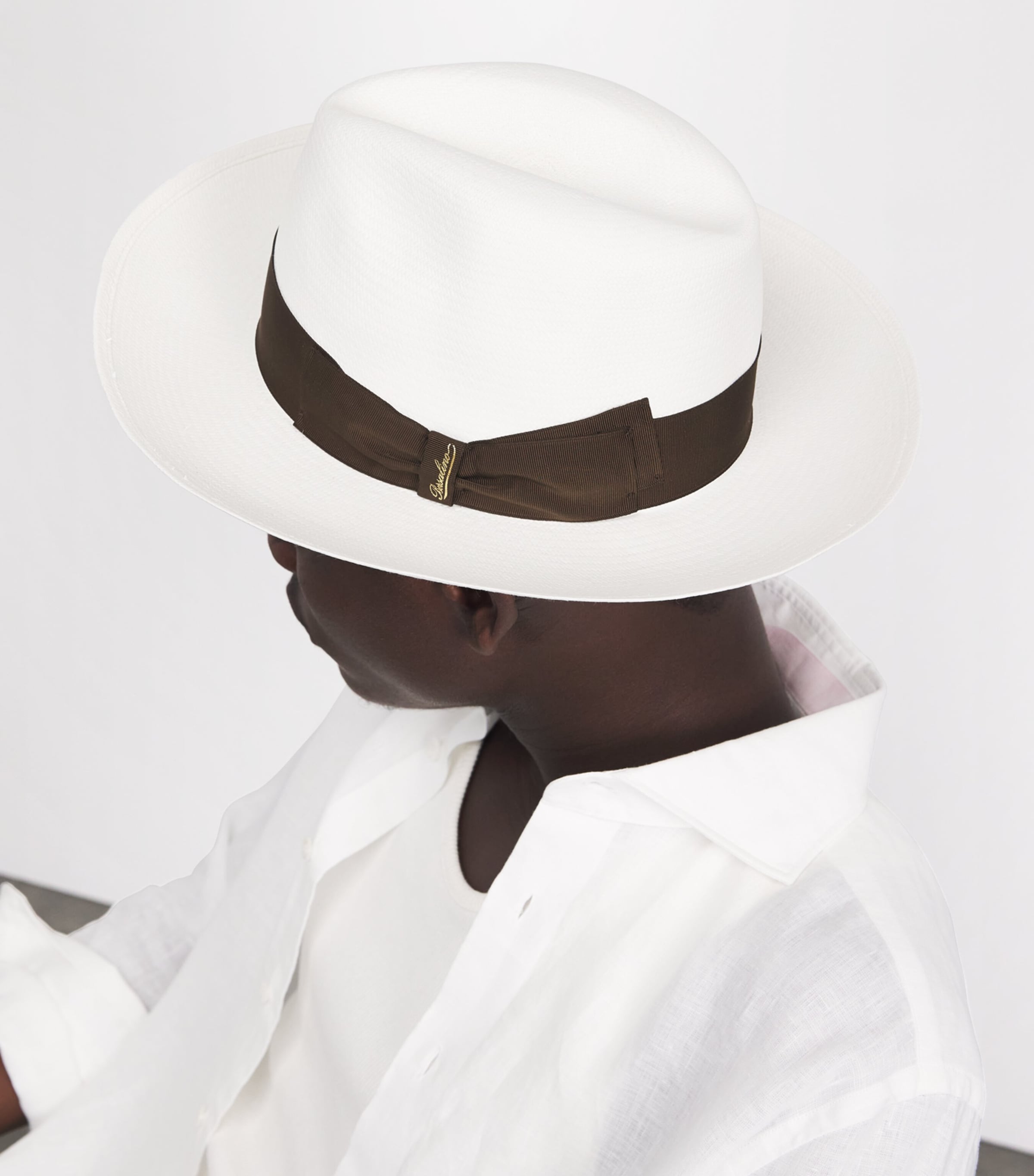 Borsalino Straw Amadeo Large-Brim Panama Hat Sbiancato Image 2