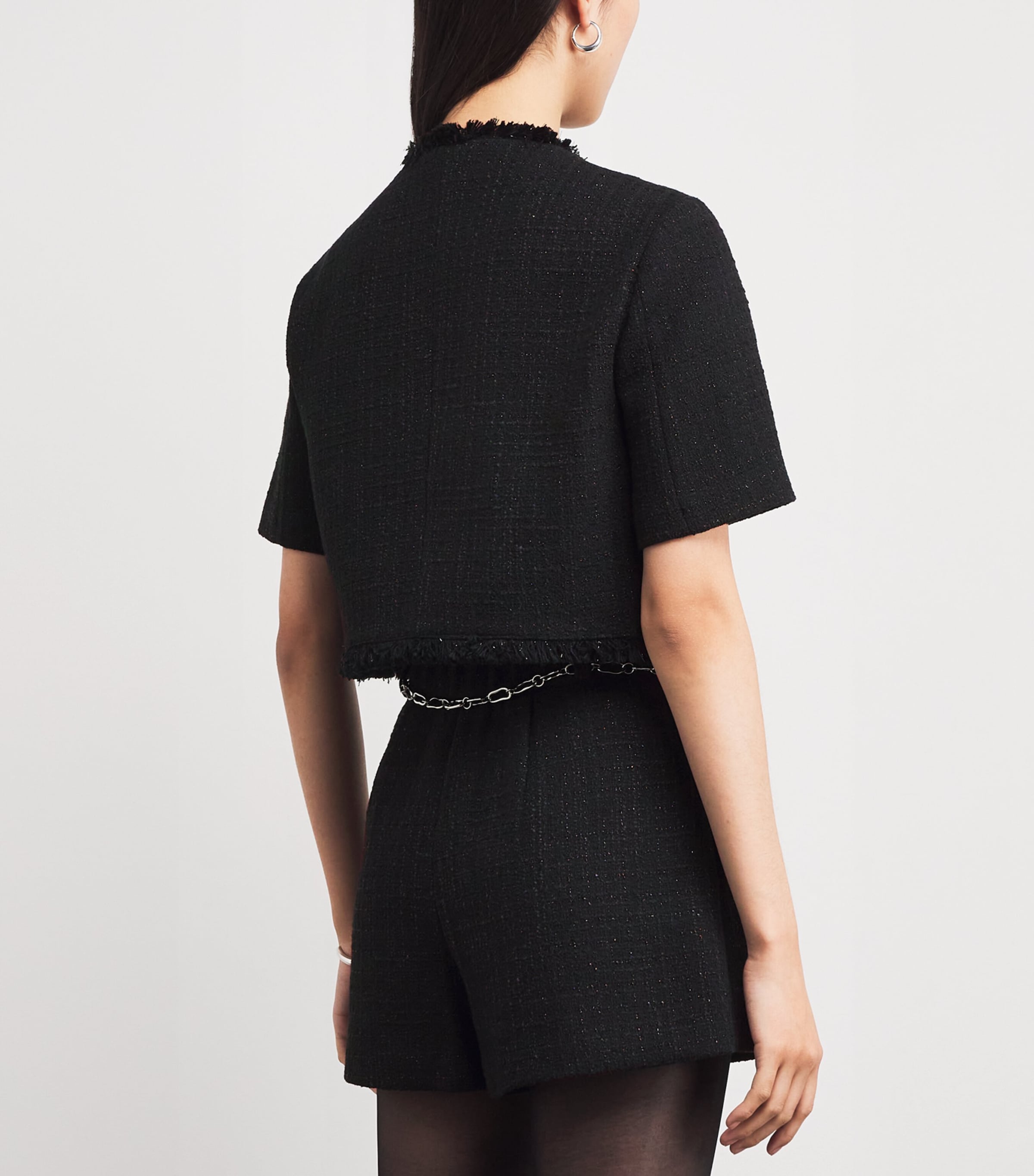 Tweed Rhinestone-Embellished Jacket BLACK Image 4