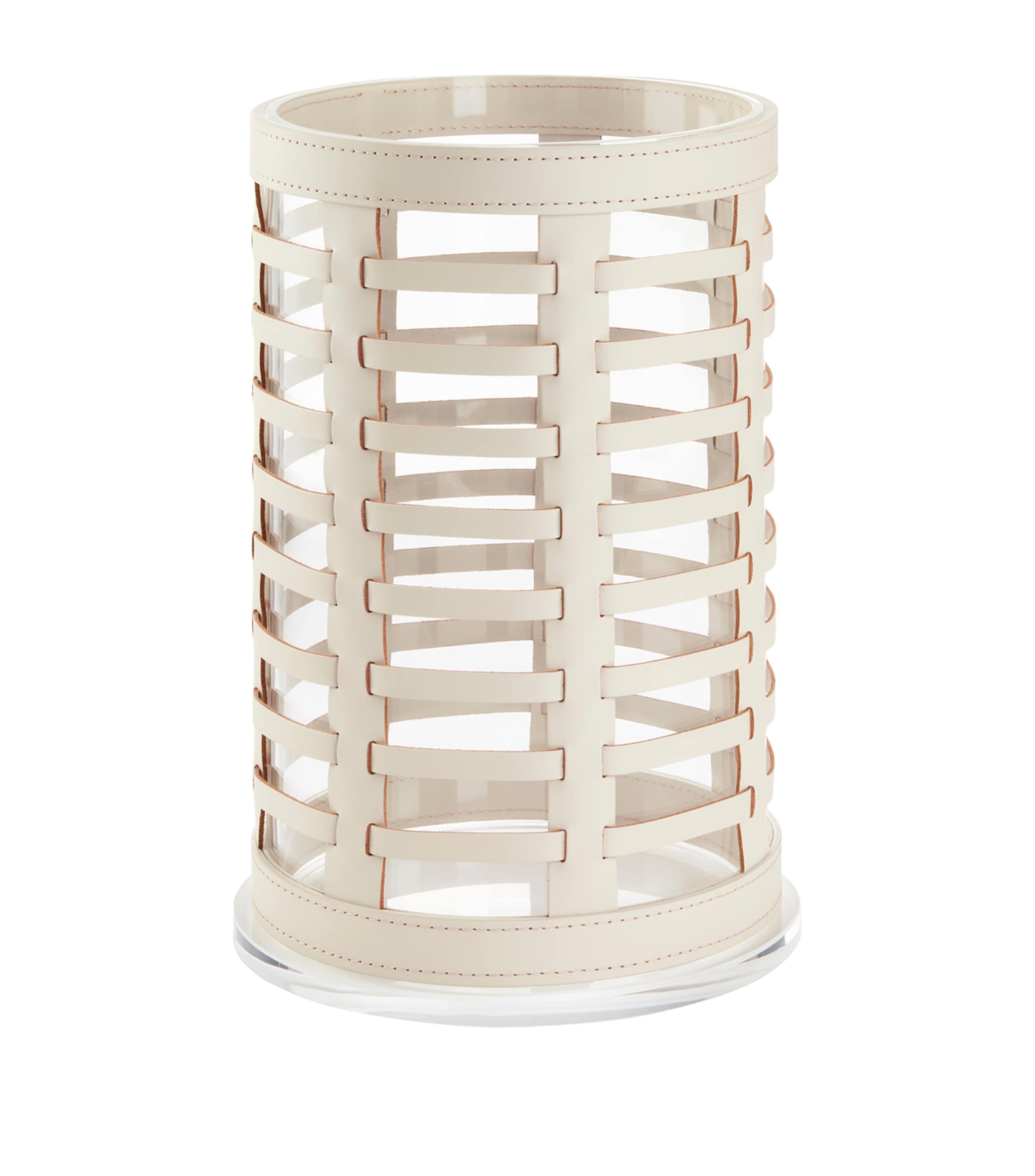 Riviere Woven Leather Barcelona Hurricane Lantern (38cm) Ivory Image 1