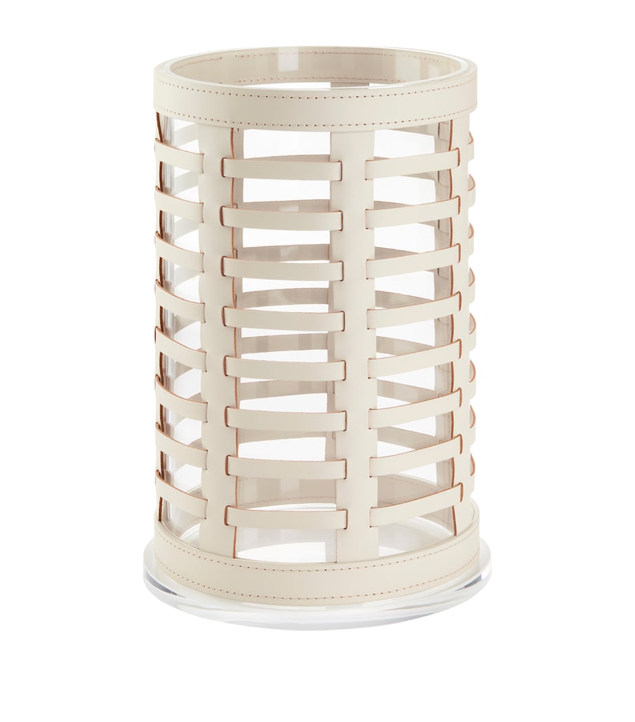 Riviere Woven Leather Barcelona Hurricane Lantern (38cm) Ivory Image 1