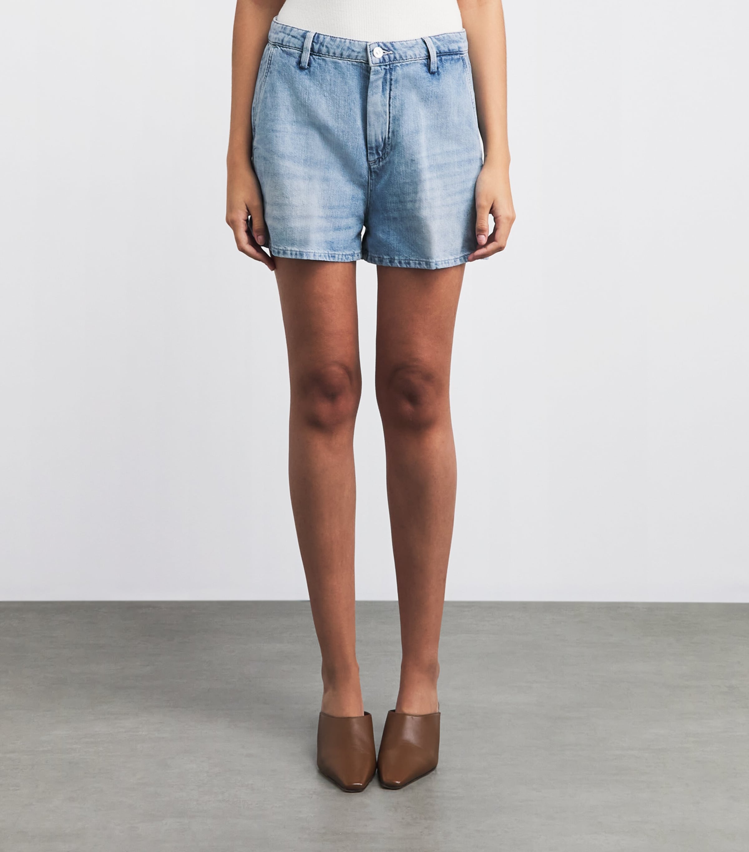 7 For All Mankind Womens Cotton-Linen Mid-Rise Shorts Iris Image 4