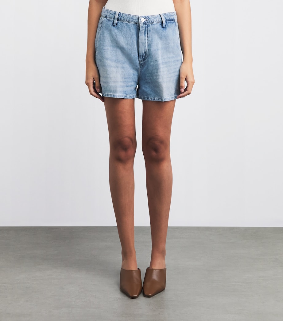 7 For All Mankind Womens Cotton-Linen Mid-Rise Shorts Iris Image 4