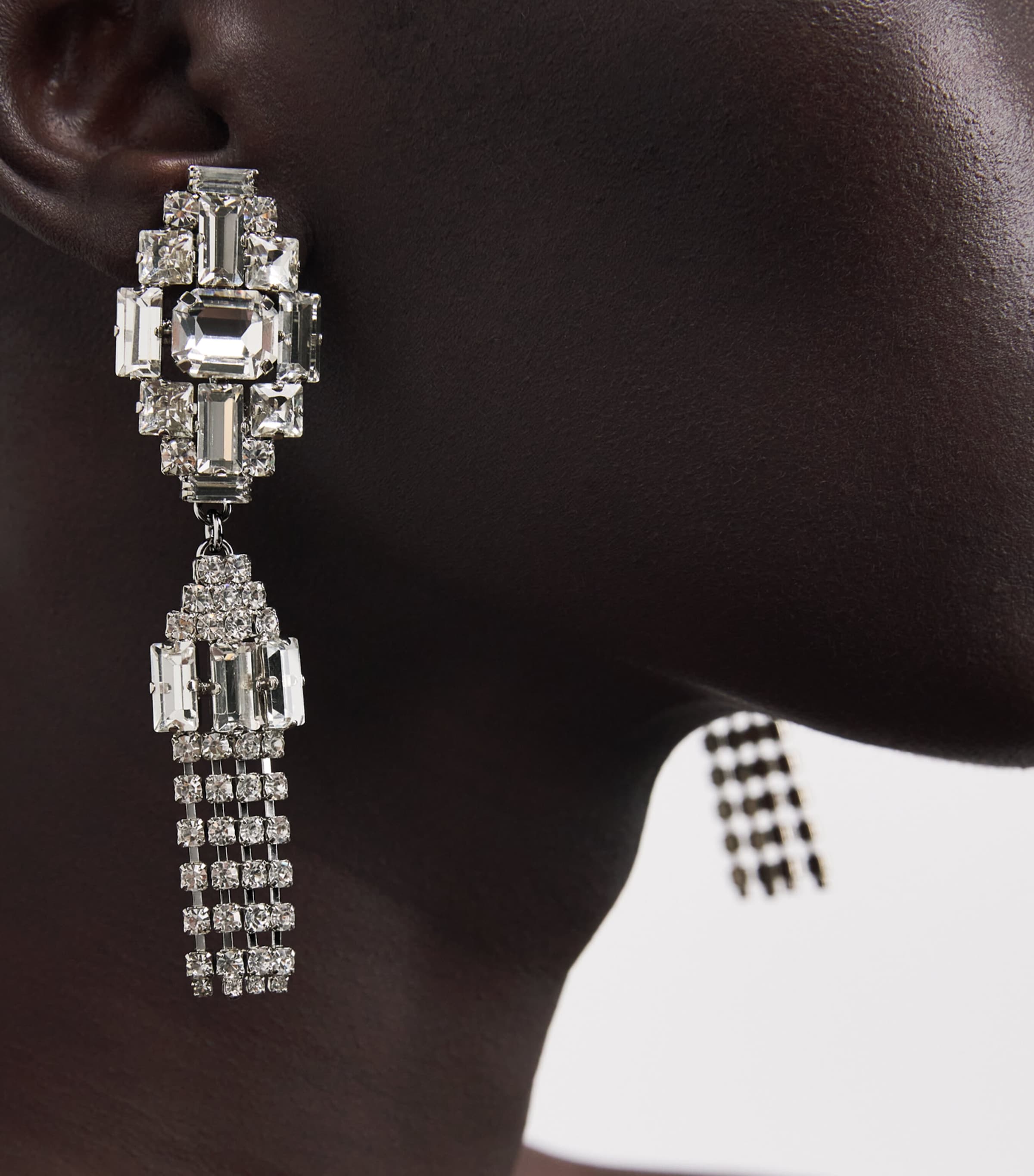 Crystal Pendant and Fringe Earrings 0001 CRY-SILVER Image 2