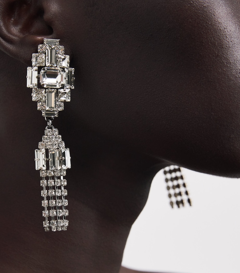 Crystal Pendant and Fringe Earrings 0001 CRY-SILVER Image 2