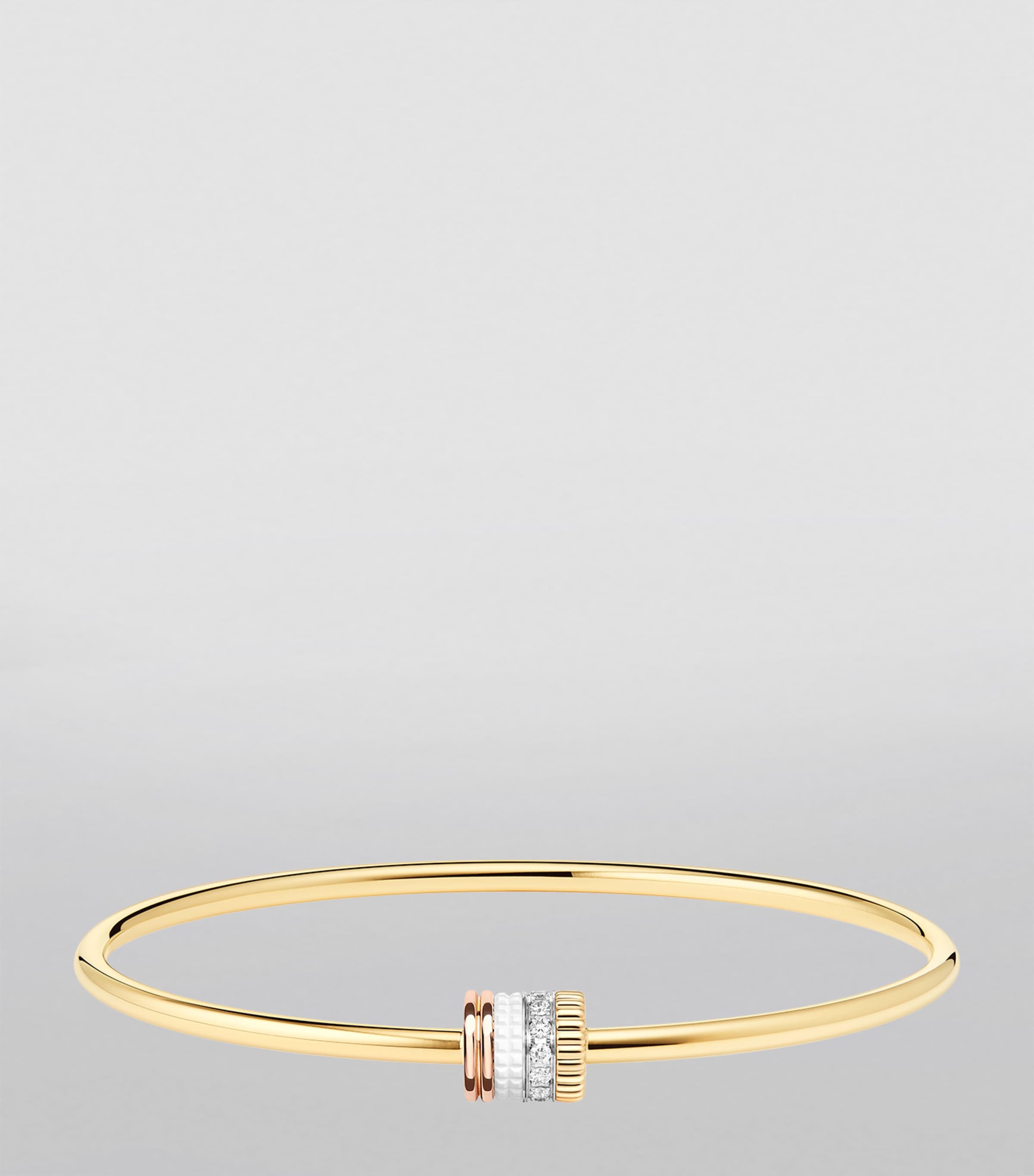 Mixed Gold and Diamond Quatre White Edition Bangle YELLOW GOLD Image 4
