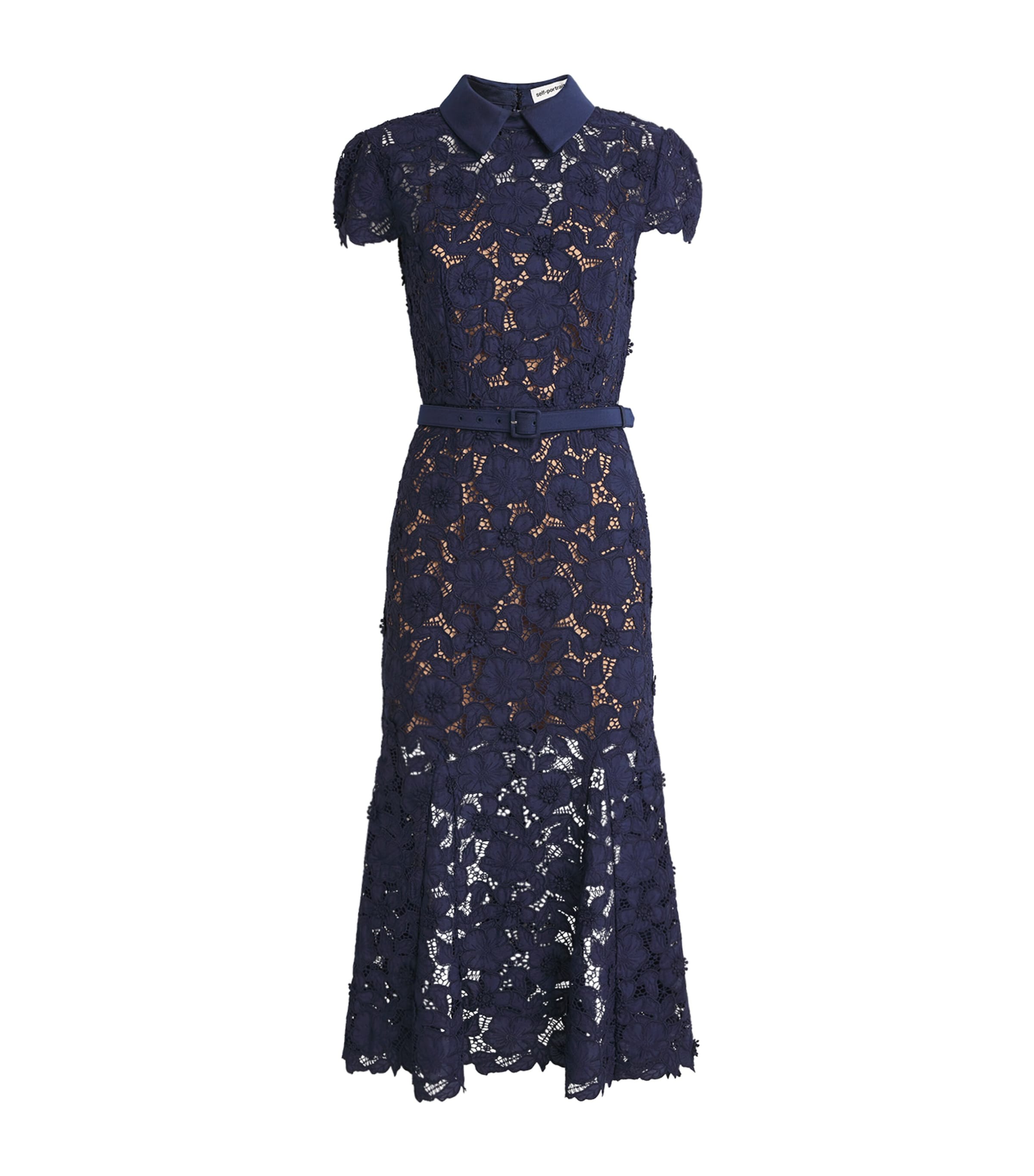 Lace Collared Midi Dress NAVY Image 1