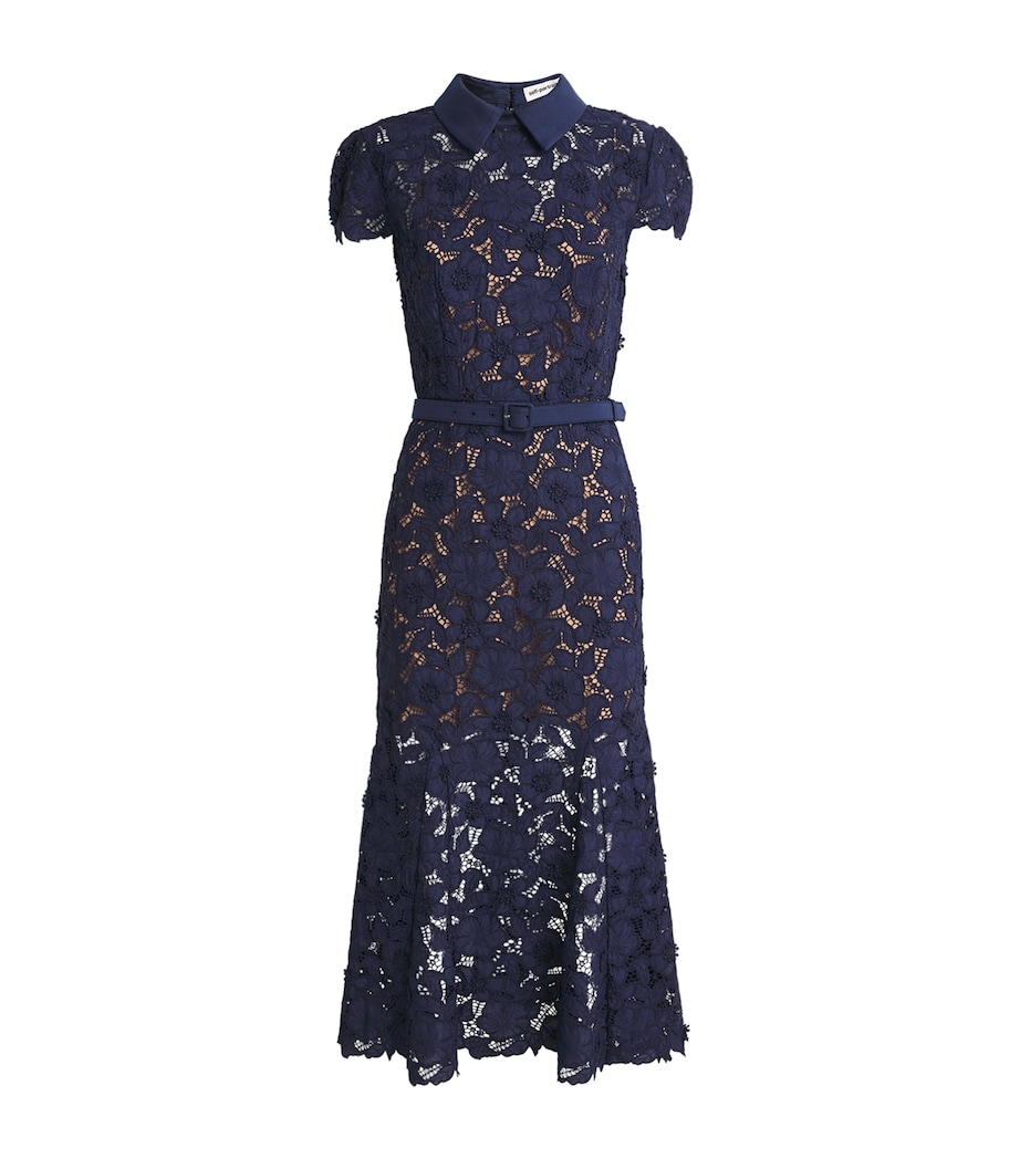 Lace Collared Midi Dress NAVY Image 1