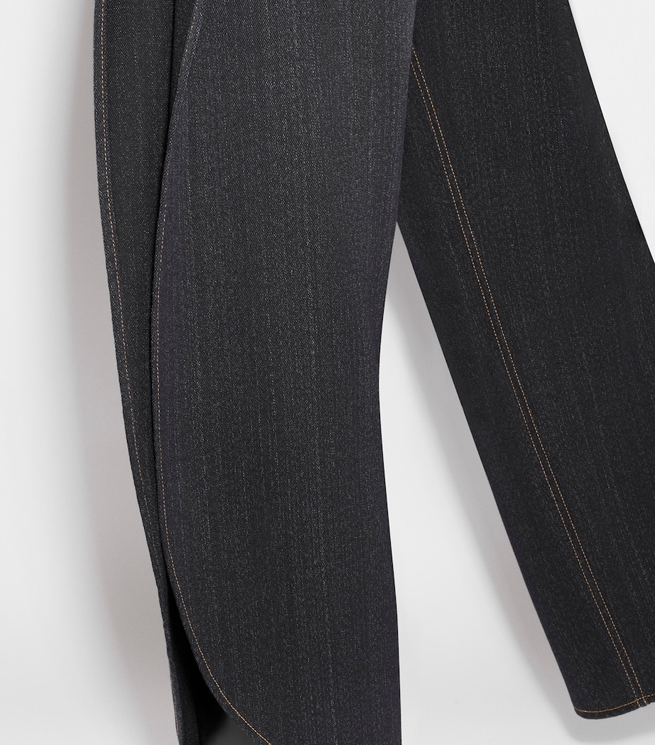 Side-Slit Round-Leg Jeans NUIT Image 5