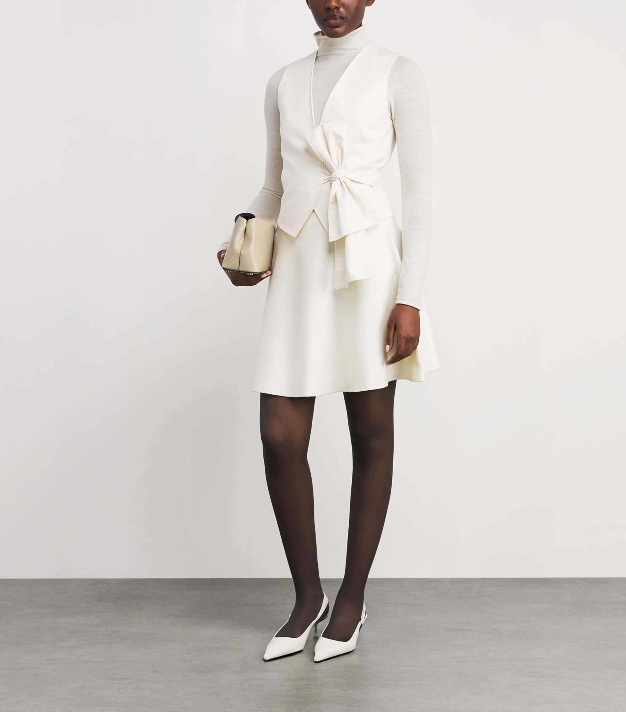 Cotton-Blend Tie-Front Waistcoat WHITE Image 2