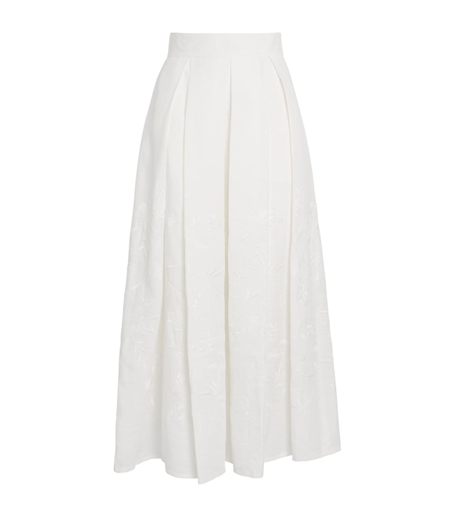 Eleventy Womens Linen Embroidered Maxi Skirt Bianco Image 1