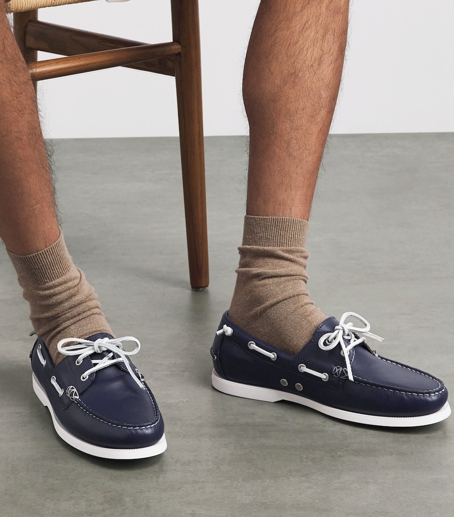 Polo Ralph Lauren Leather Merton Boat Shoes Newport Navy Image 2