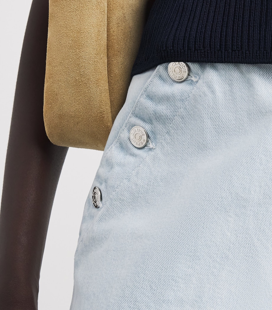 Claudie Pierlot Womens Sailor Wide-Leg Jeans Light Blue Denim Image 3
