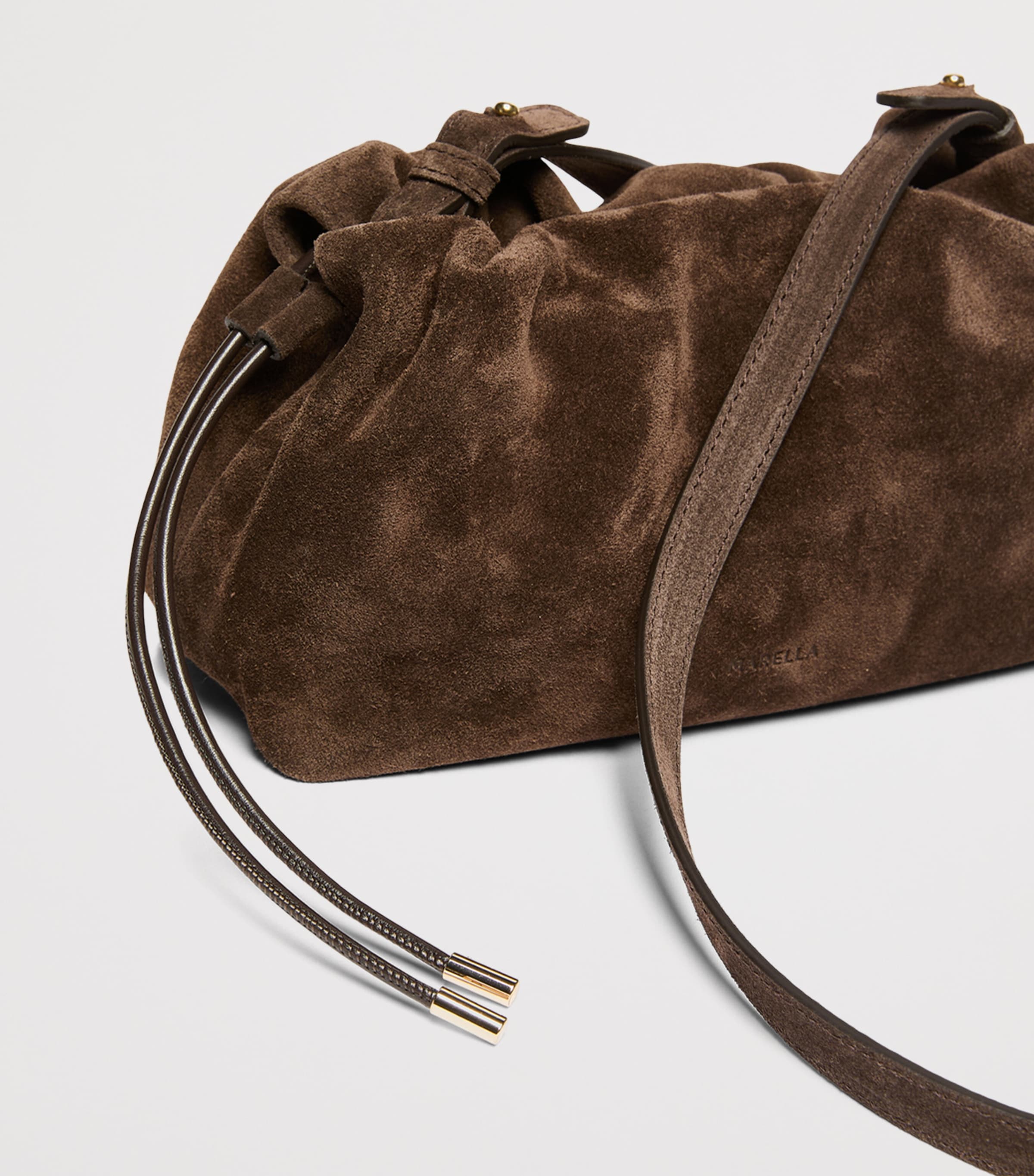 Marella Suede Clutch Bag Dark Brown Image 5