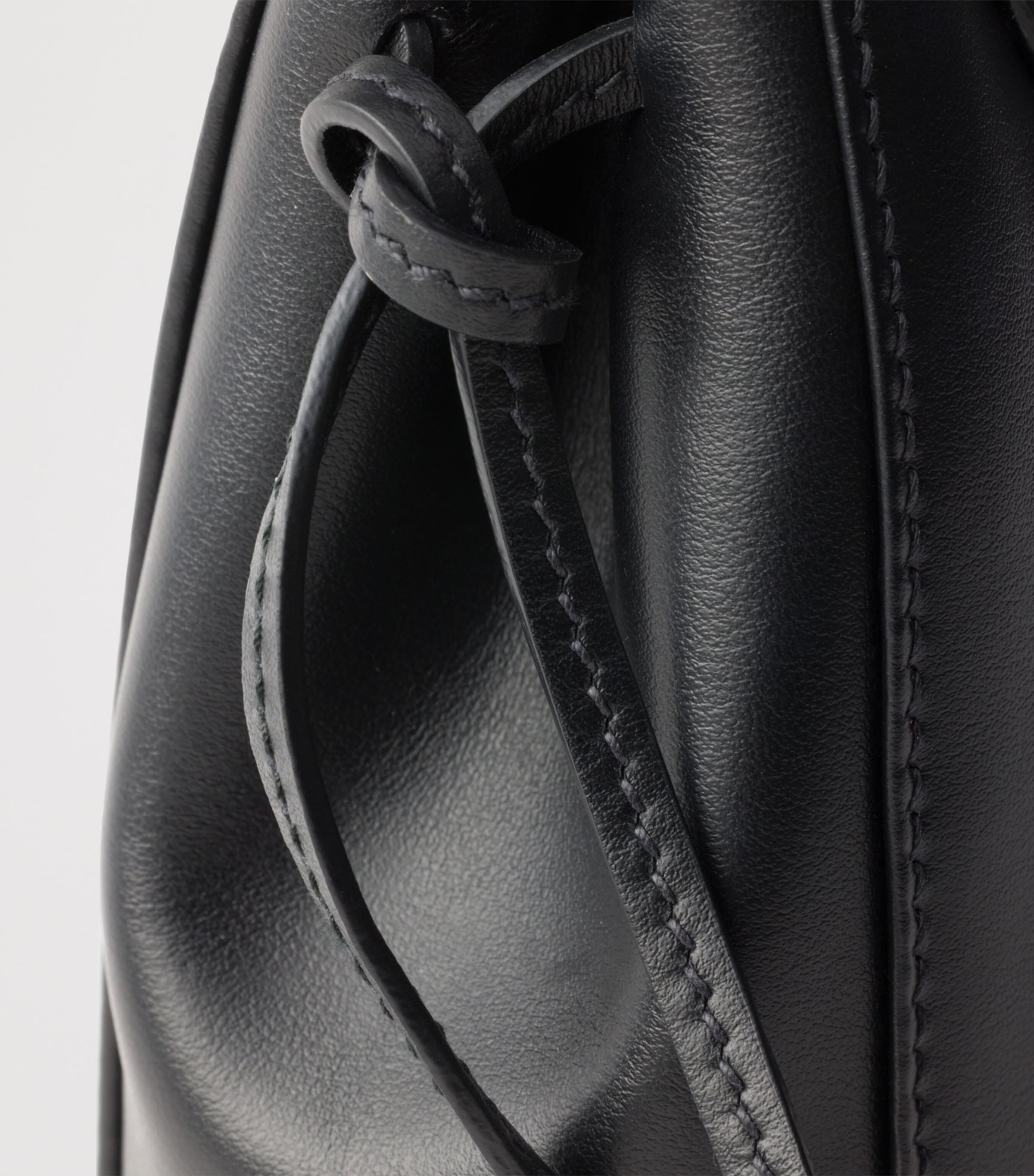 Prada Mini Leather Carry Top-Handle Bag Black Image 6
