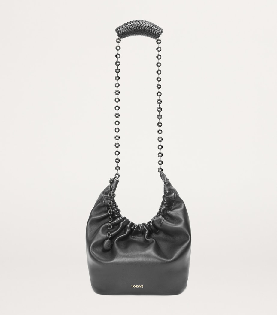 Small Leather Squeeze Top-Handle Bag BLACK Image 5