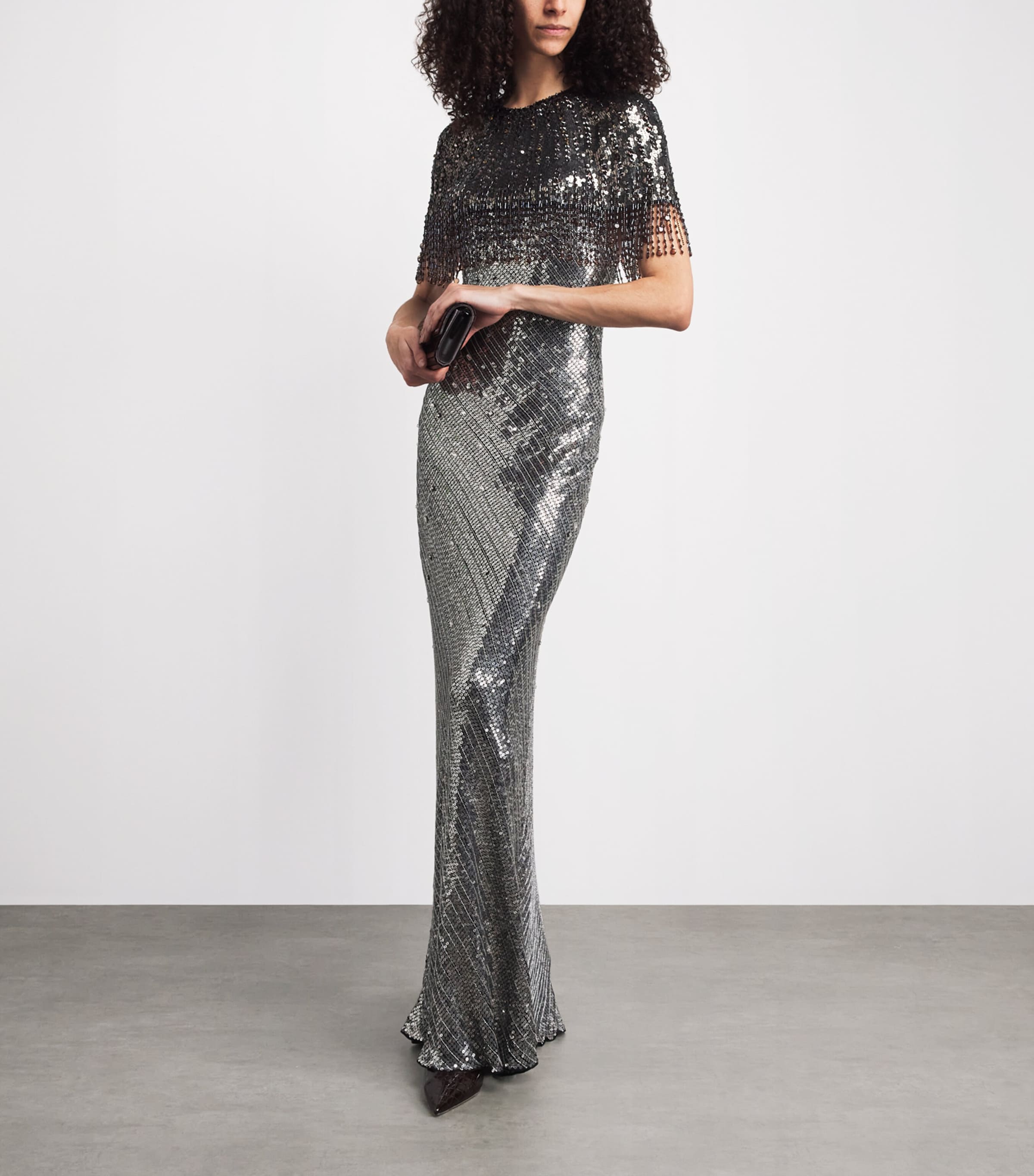 Jenny Packham Womens Sequin Dazzle Dream Cape Ombre Gnmtl/liquorce Image 2