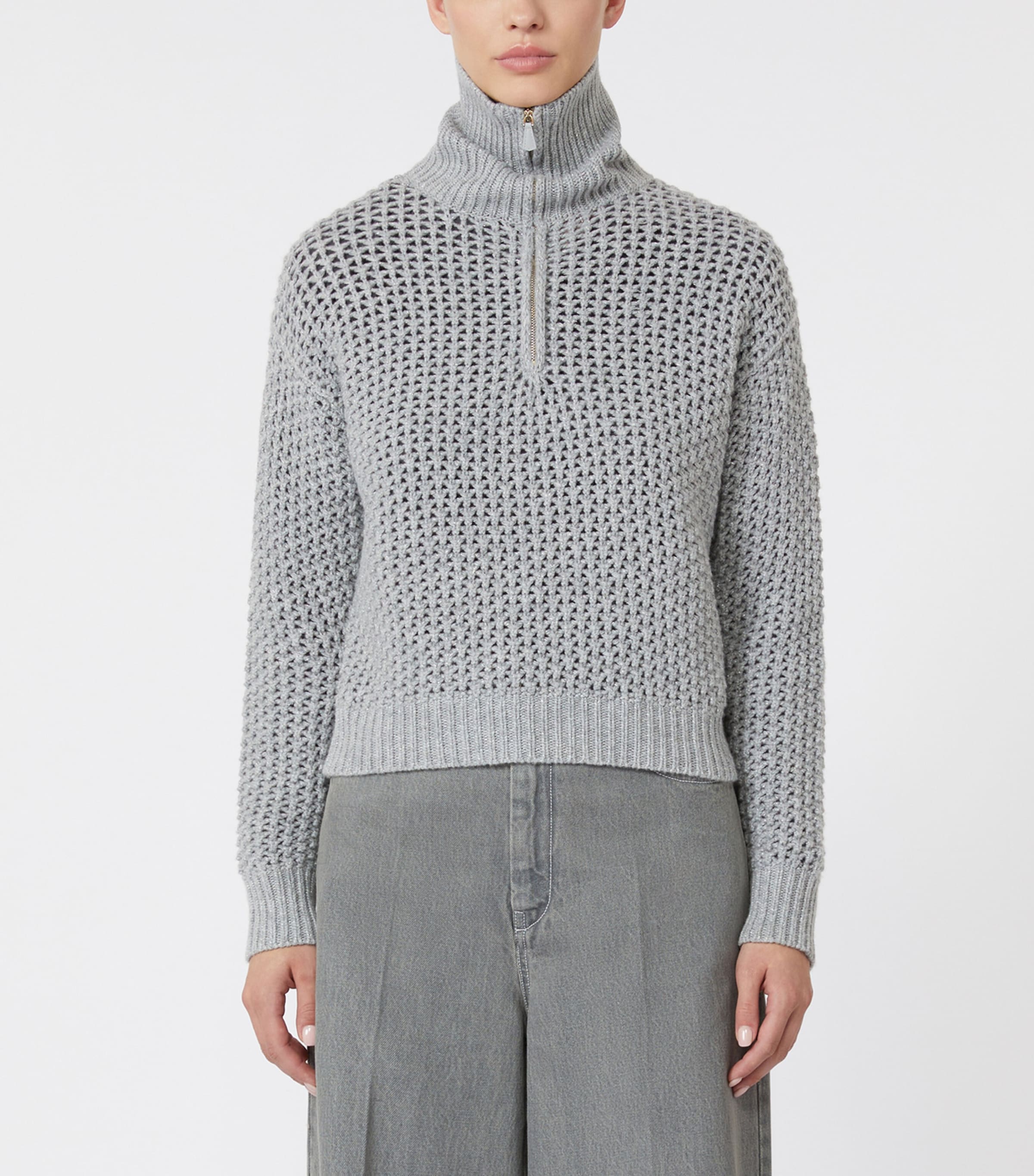 Wool-Blend Half-Zip Sweater LIGHT GREY Image 3