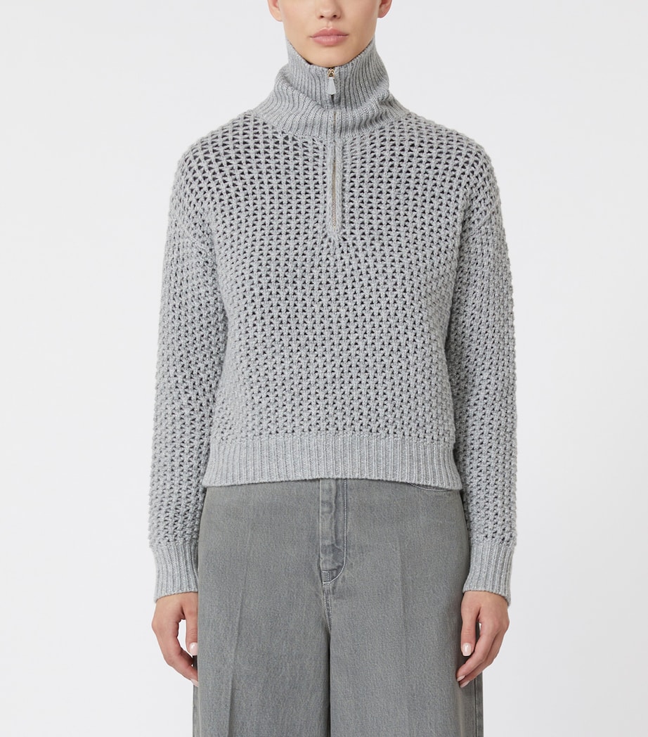 Wool-Blend Half-Zip Sweater LIGHT GREY Image 3