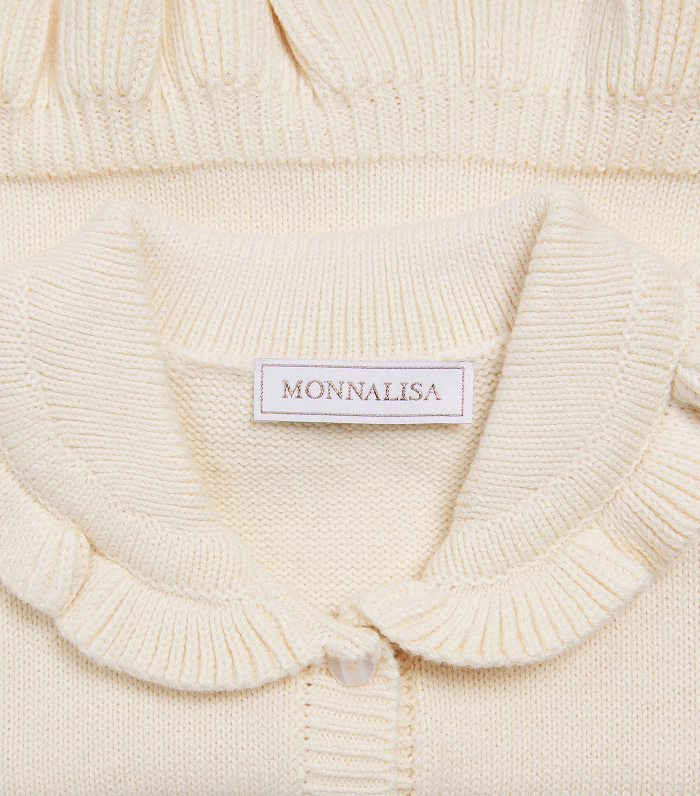 Monnalisa Cotton-Wool Ruffle Cardigan (2-12 Years) Gardenia Image 4