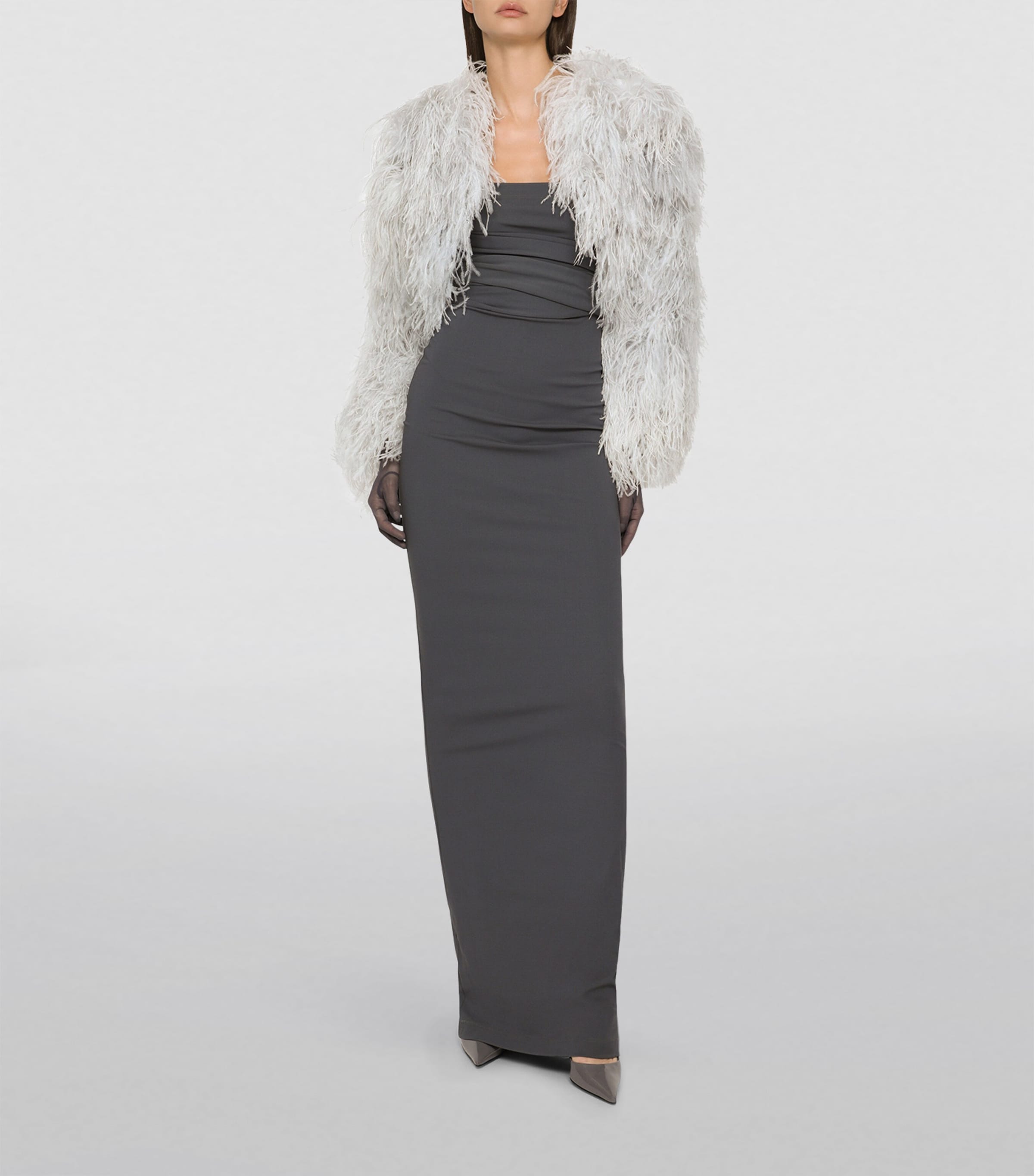 KIM DOLCE&GABBANA Ostrich Feather Bolero Jacket S9001-COMBINED COLOU Image 3