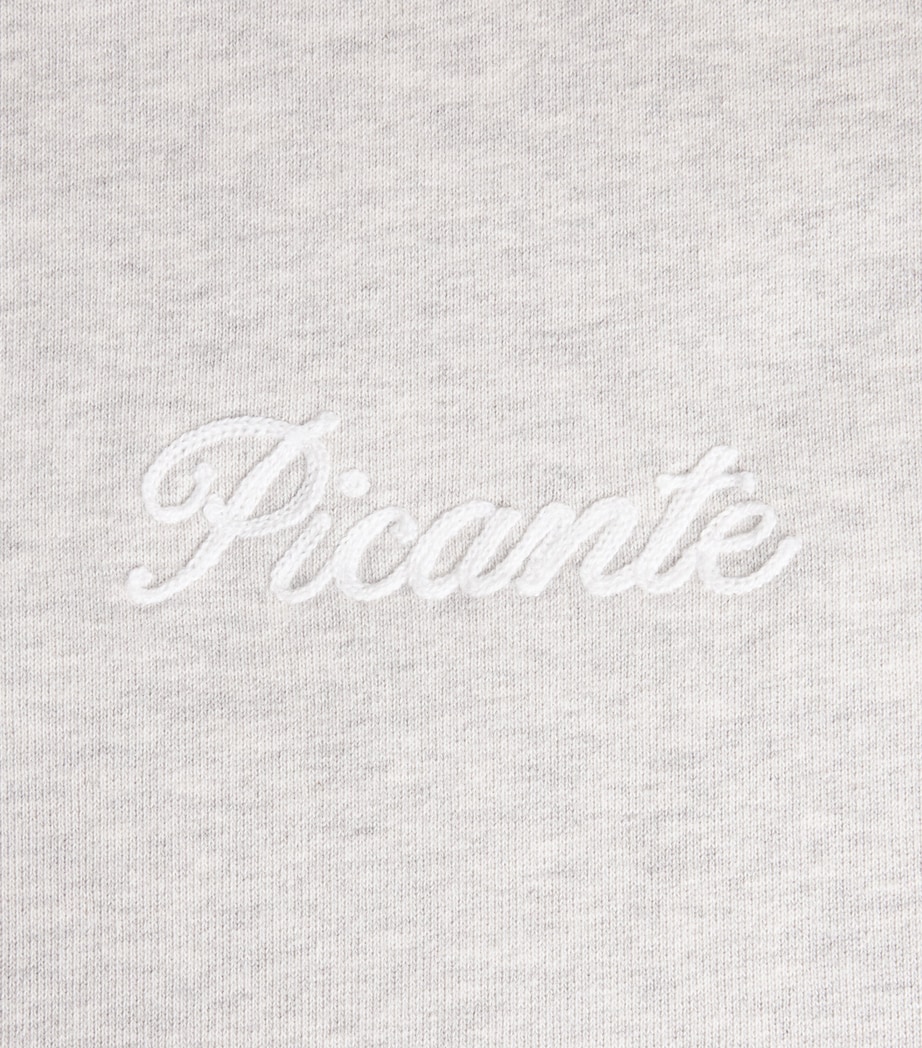 PICANTE Mens Organic Cotton Tailor Logo Hoodie Grey Marl Image 6