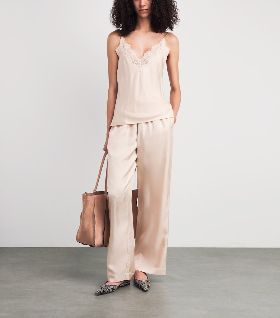 Róhe Womens Silk Relaxed Straight Trousers Rose Image 2