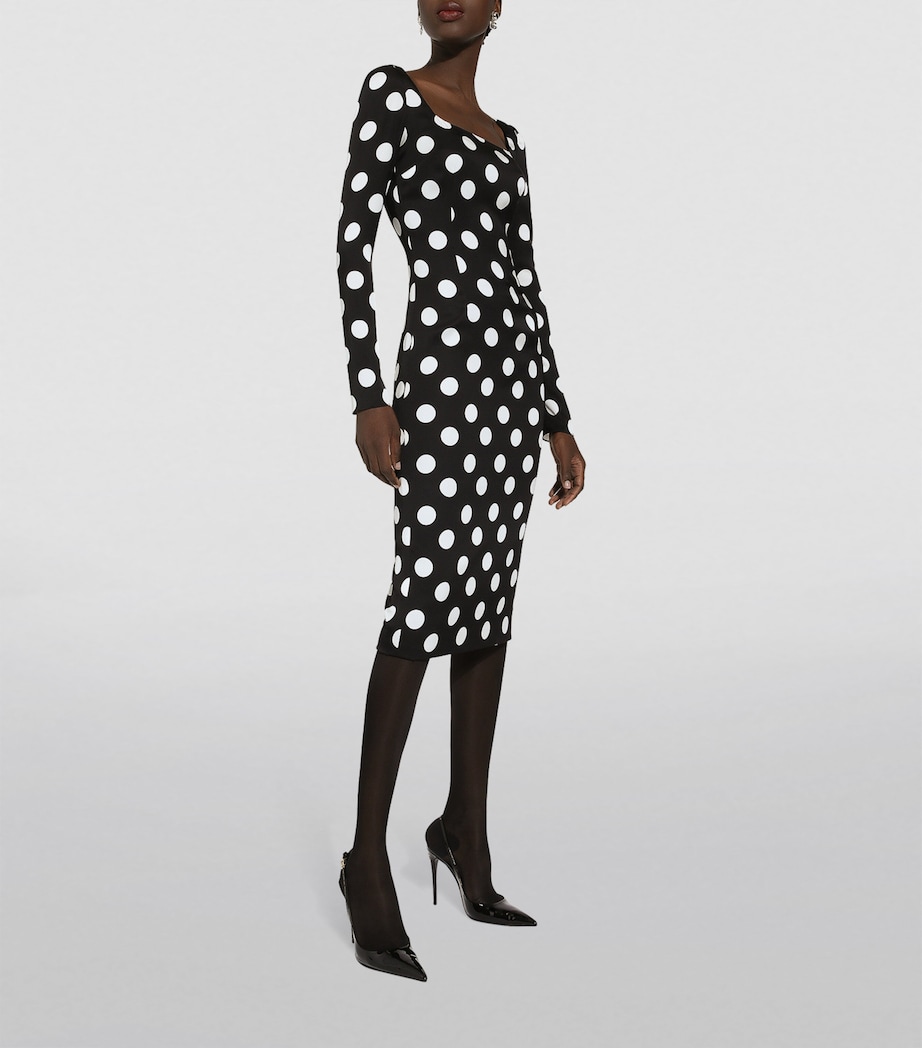 Silk Polka-Dot Bodycon Dress HNL2W-POIS BCO FDO.N Image 4