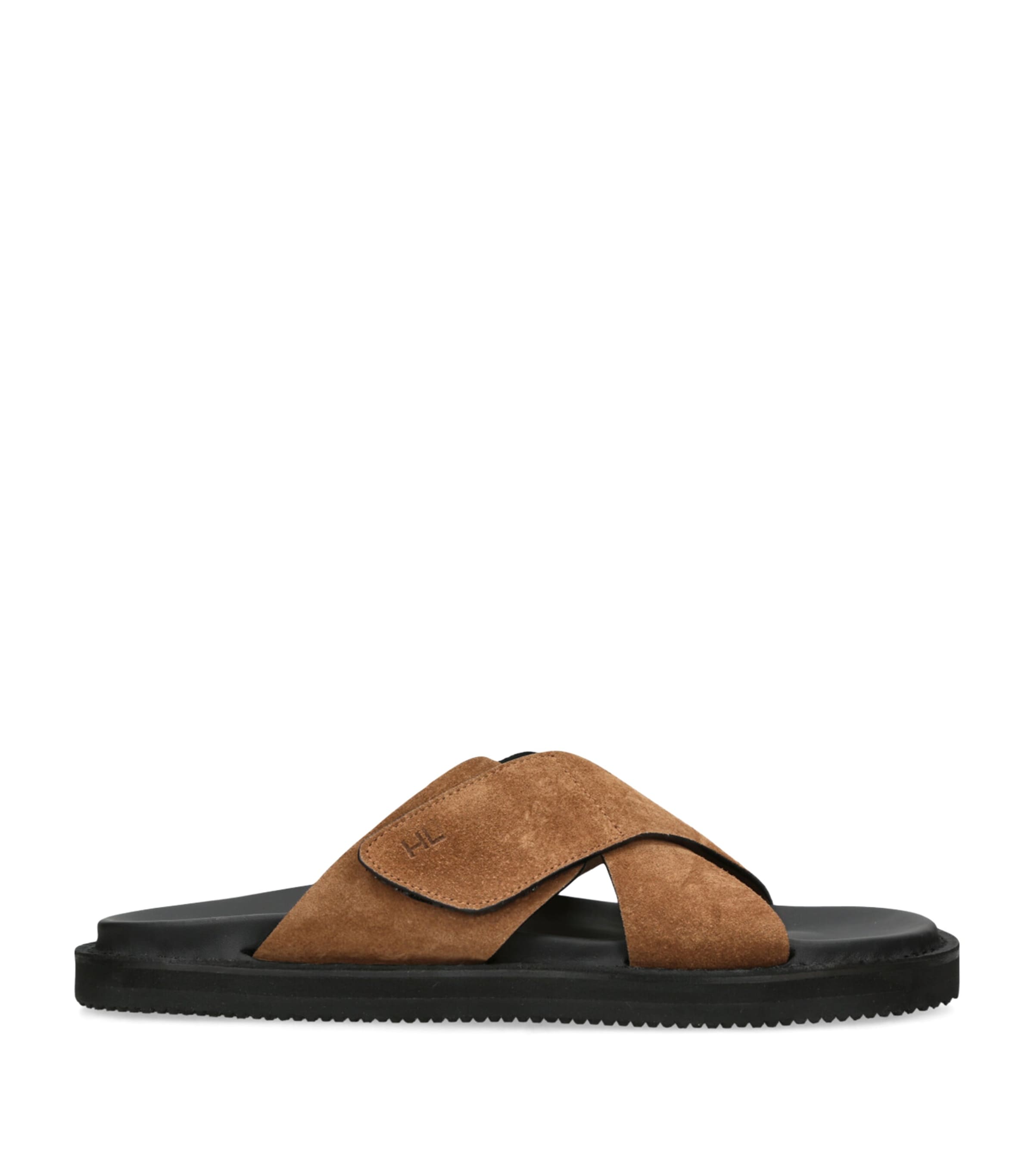 Harrys Of London Leather Promenade Cross Sandals In Brown