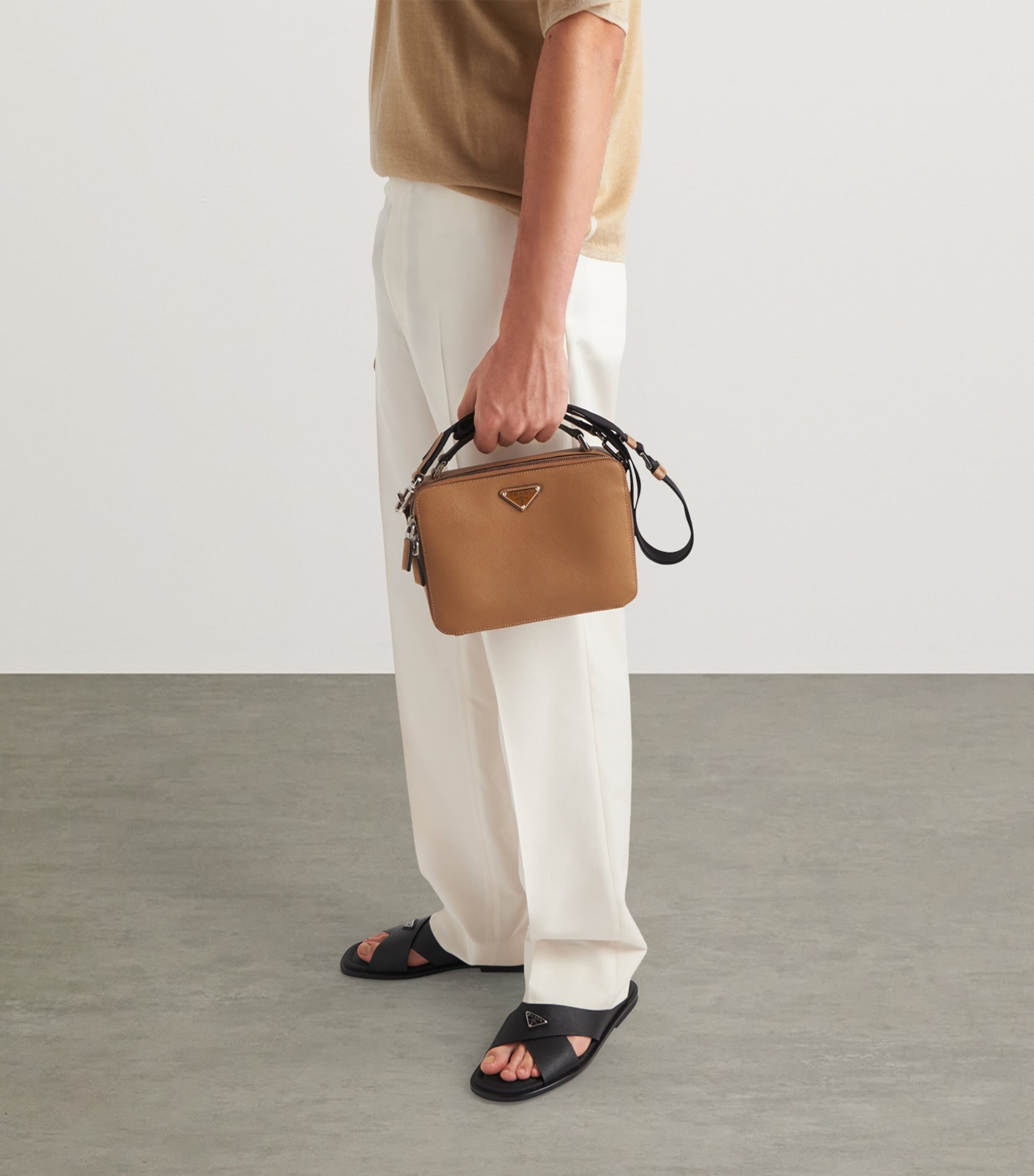 Saffiano Leather Crossover Sandals F0002 Image 3