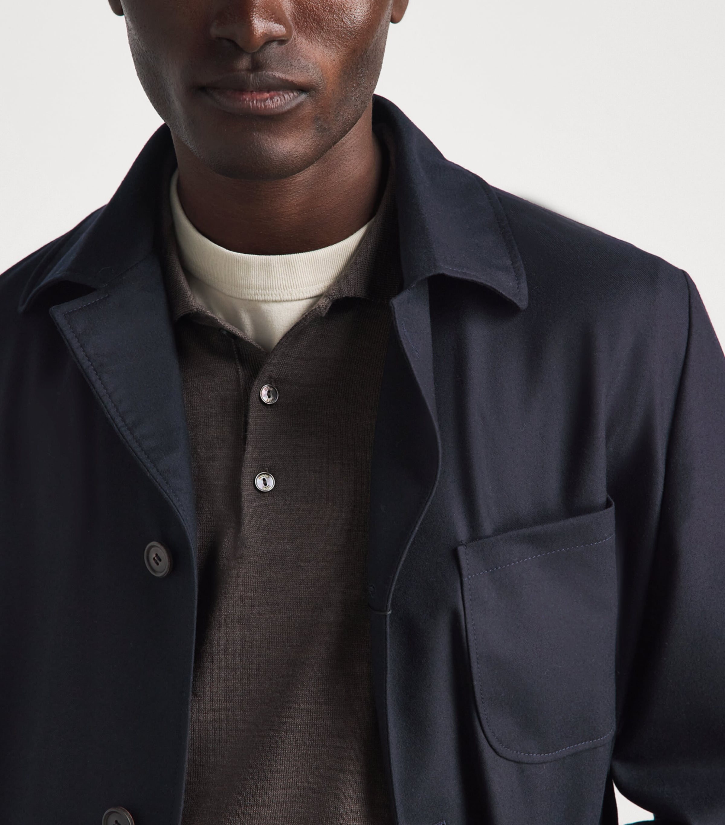 Corneliani Mens Virgin Wool Overshirt Navy Blue Image 3