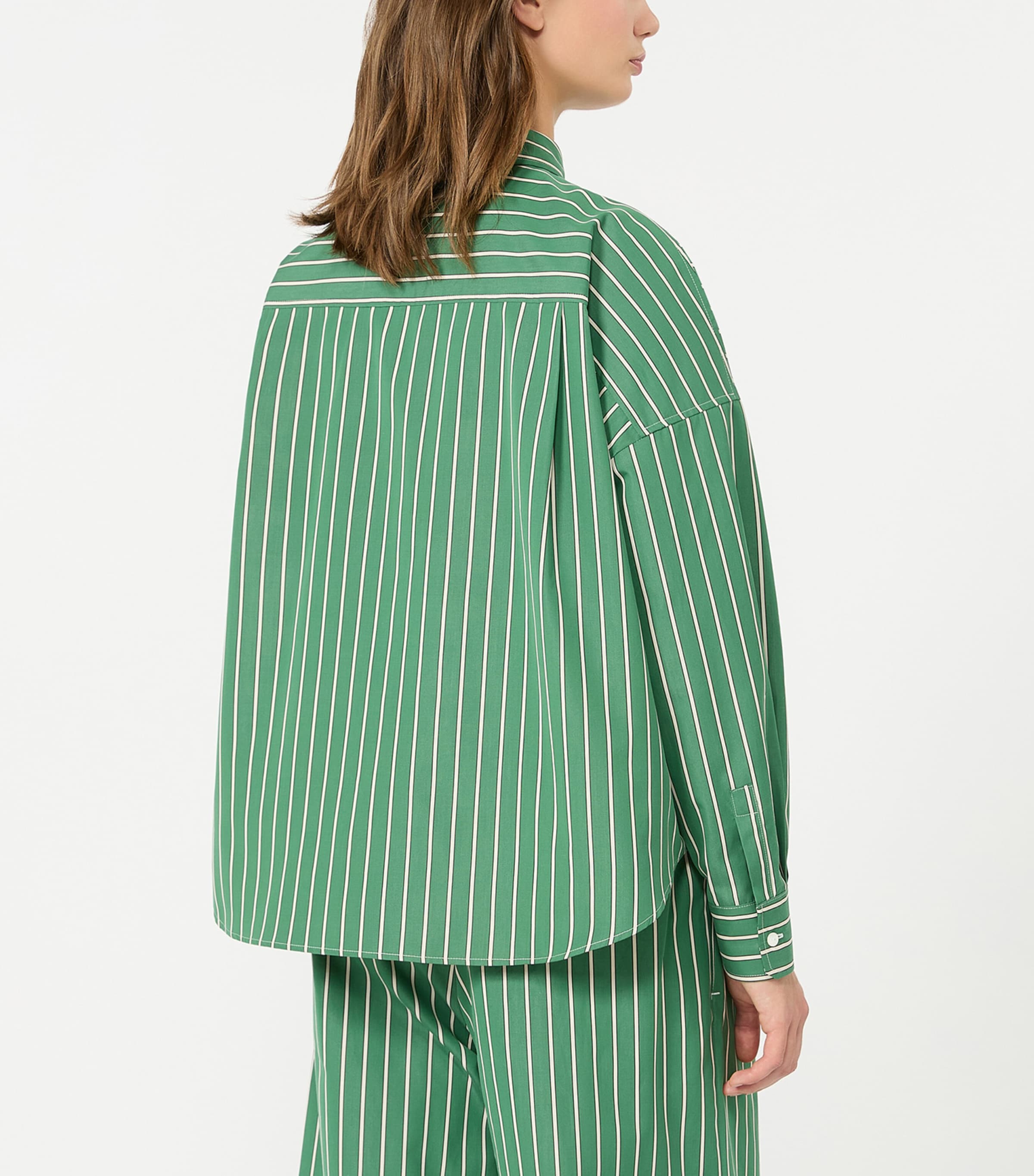 Weekend Max Mara Womens Cotton Stripe Shirt Green Image 4