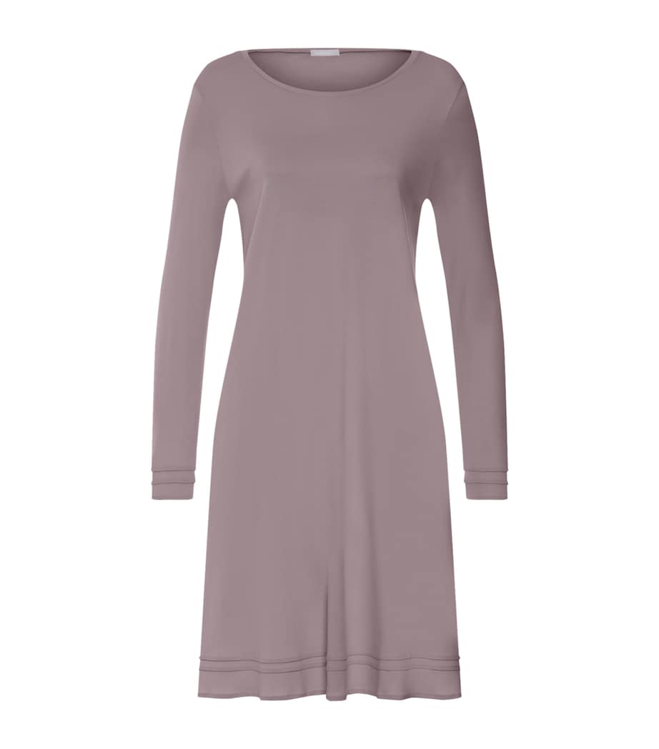 Hanro Womens Cotton Long-Sleeve Nightdress Stormy Rose Image 1
