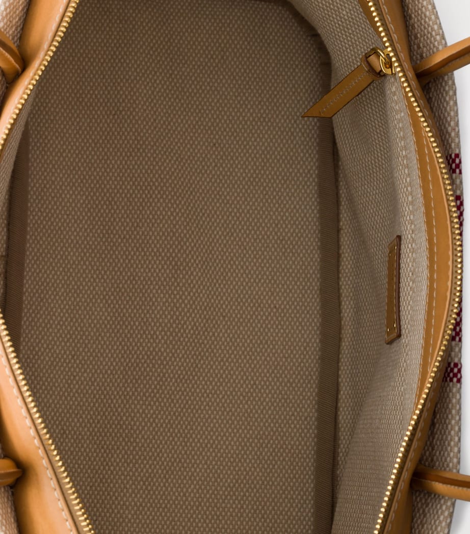 Prada Canvas and Leather Tote Bag Neutral Image 4