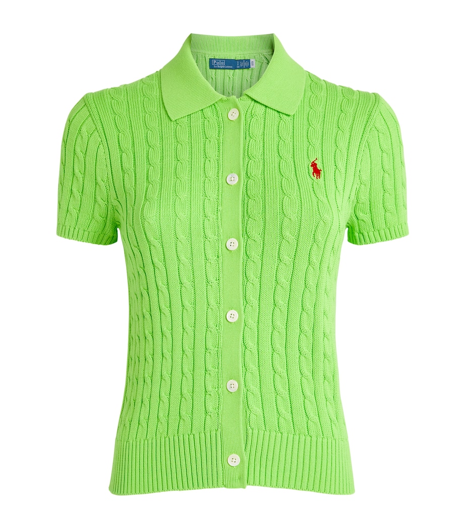 Polo Ralph Lauren Womens Cotton Cable-Knit Cardigan Riviera Green Image 1