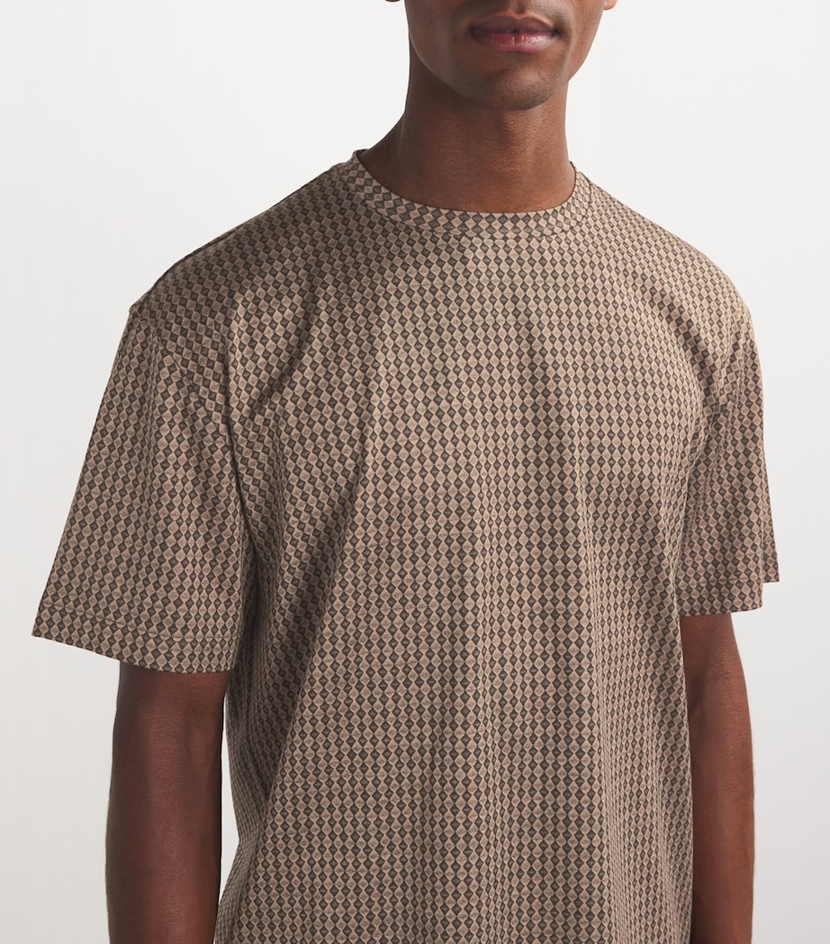 Silk-Cotton Geometric Print T-Shirt F6007 Image 6