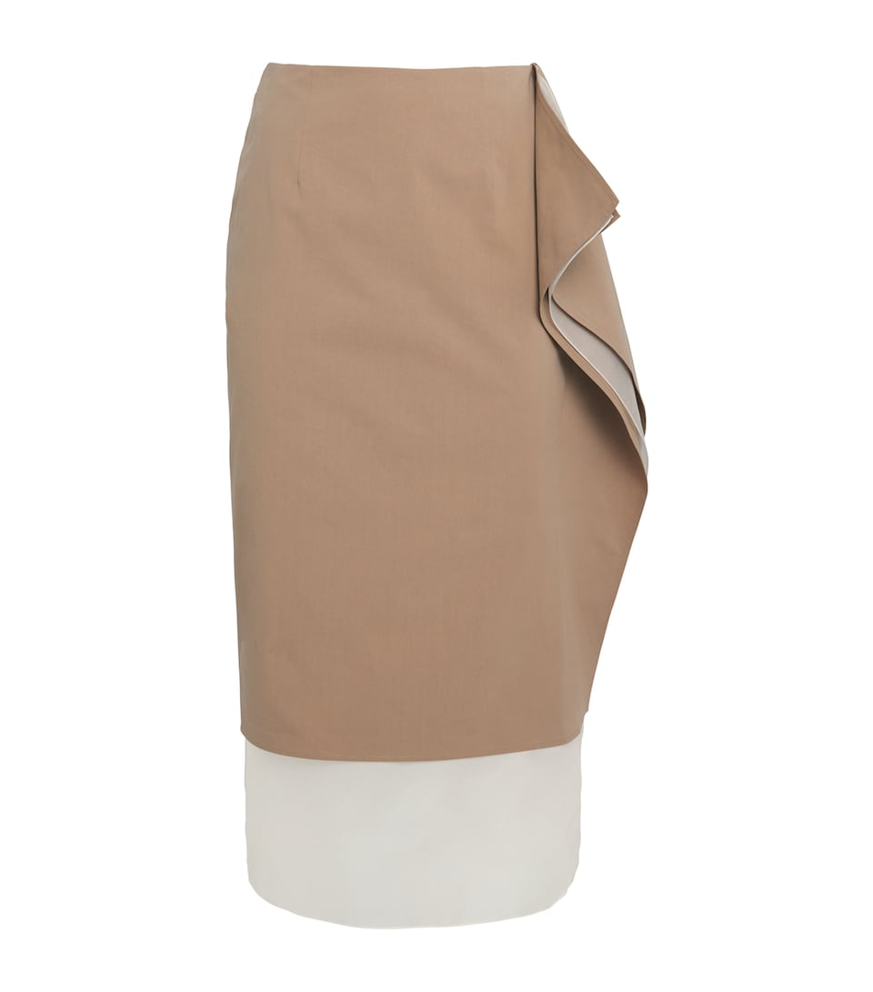 Cotton Layered Midi Skirt
