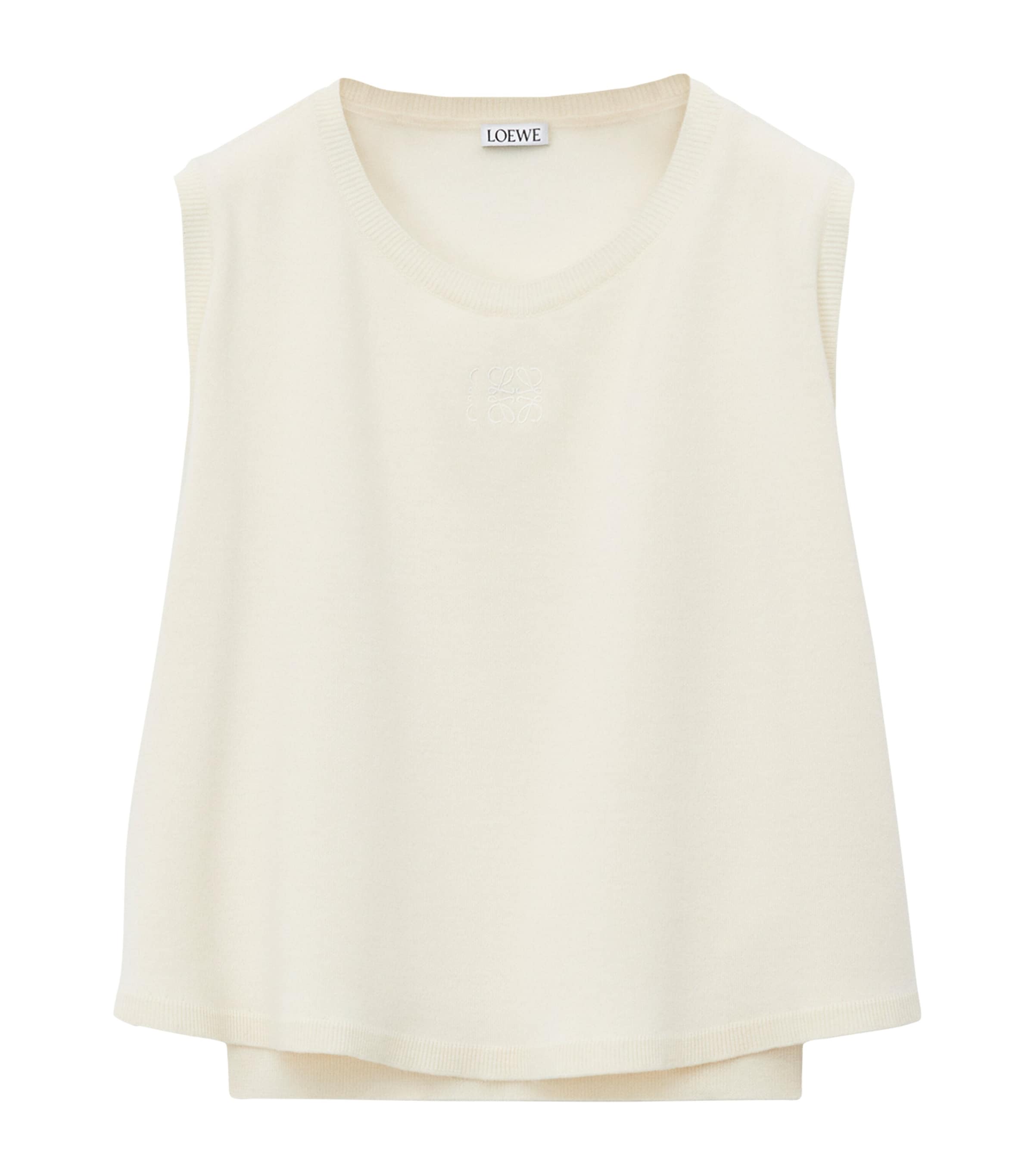 Loewe Sleeveless Trapeze Sweater In White