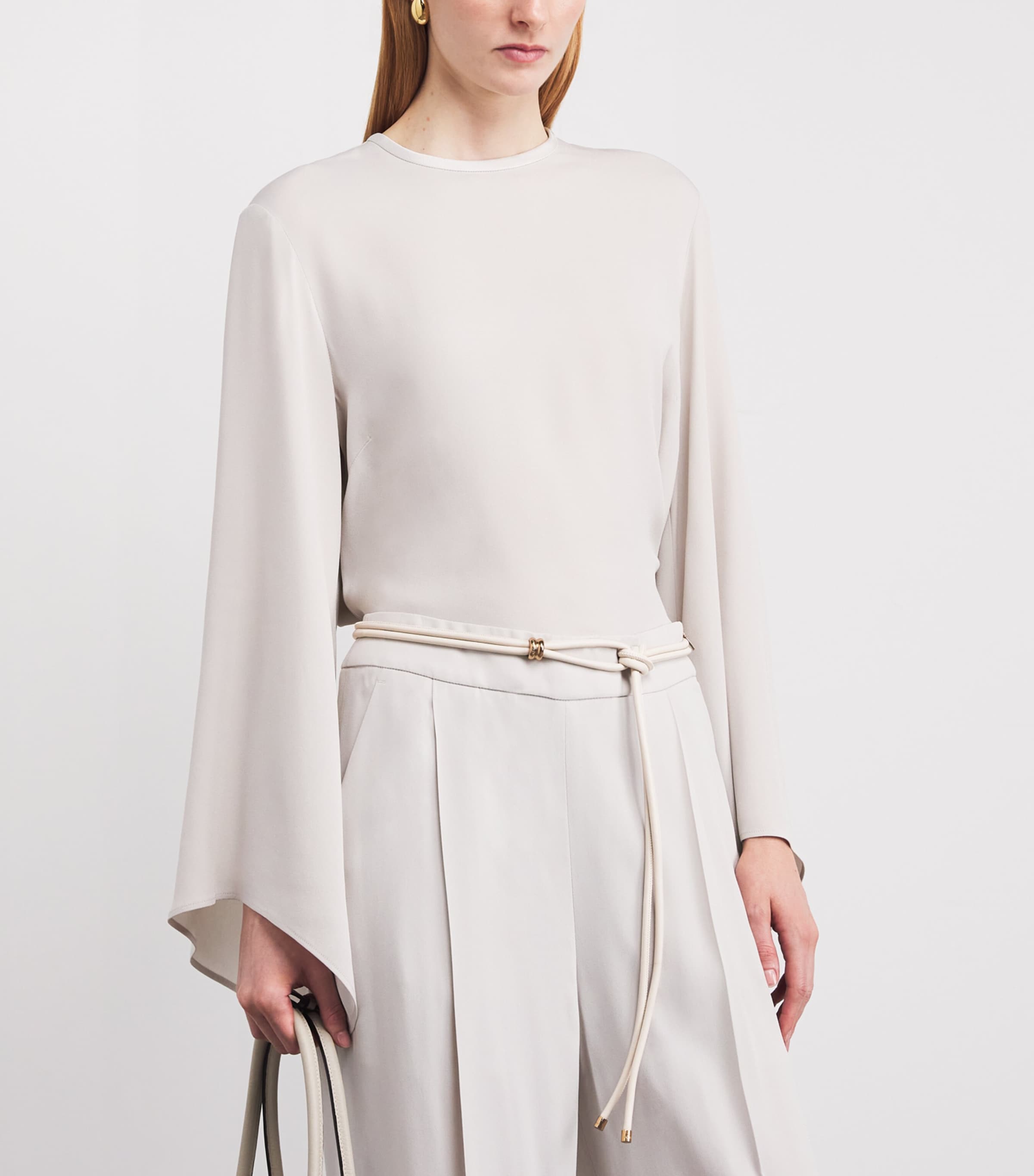 Agnona Nappa Leather Rope Belt Light Grey Stone Image 2