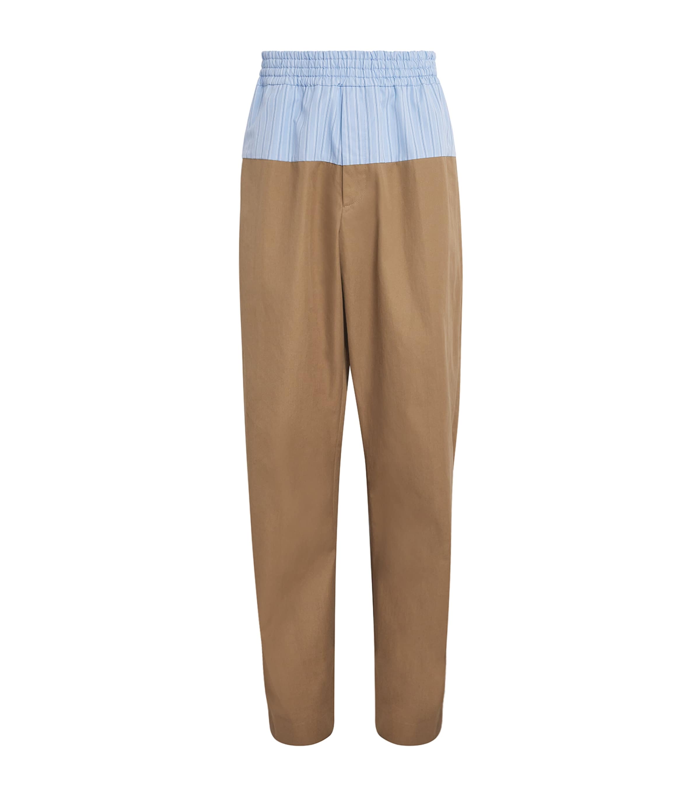 DRIES VAN NOTEN Mens Cotton Panelled Trousers Camel Image 1