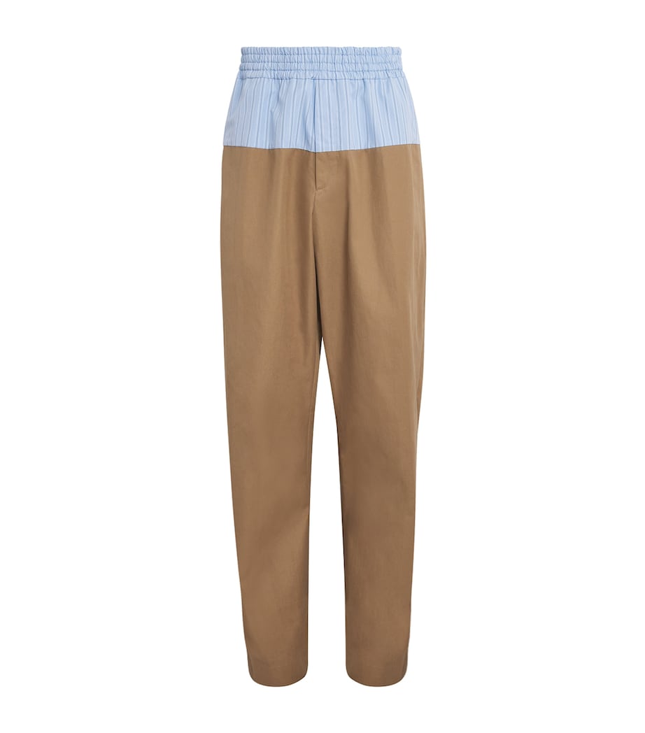 DRIES VAN NOTEN Mens Cotton Panelled Trousers Camel Image 1