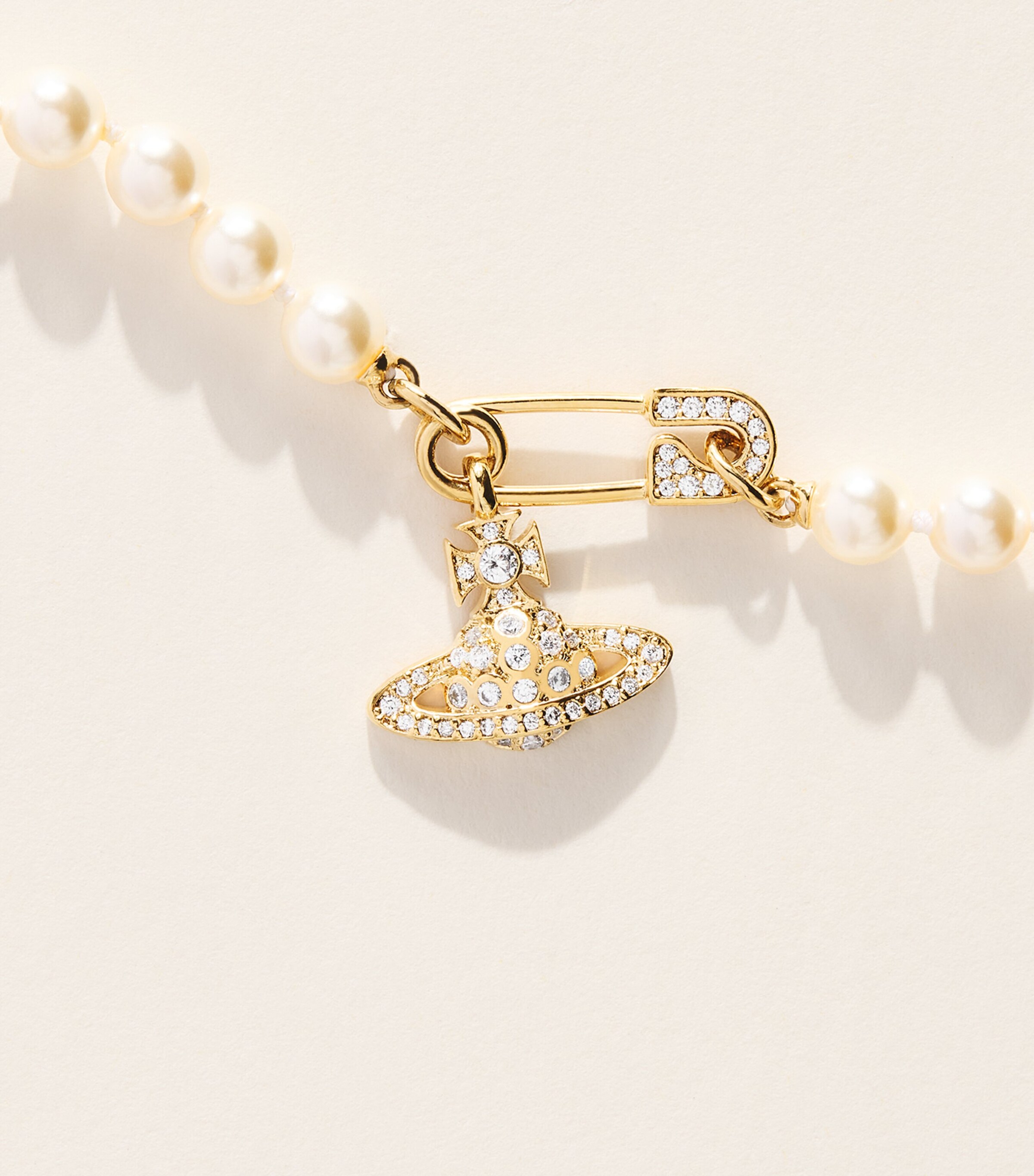 Vivienne Westwood Faux Pearl Lucrece Choker Gold Lt Crmrse Wt Cz Image 3