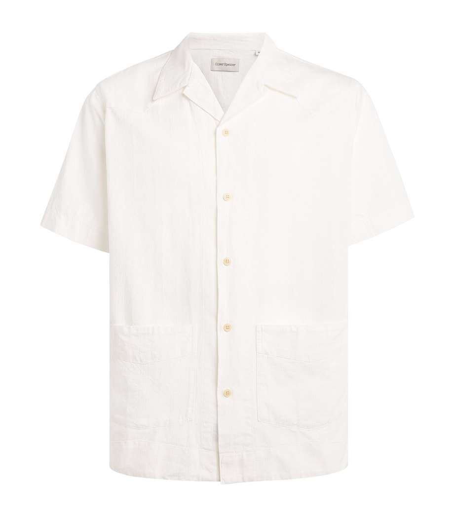 Oliver Spencer Mens Cotton Cuban Shirt White Image 1