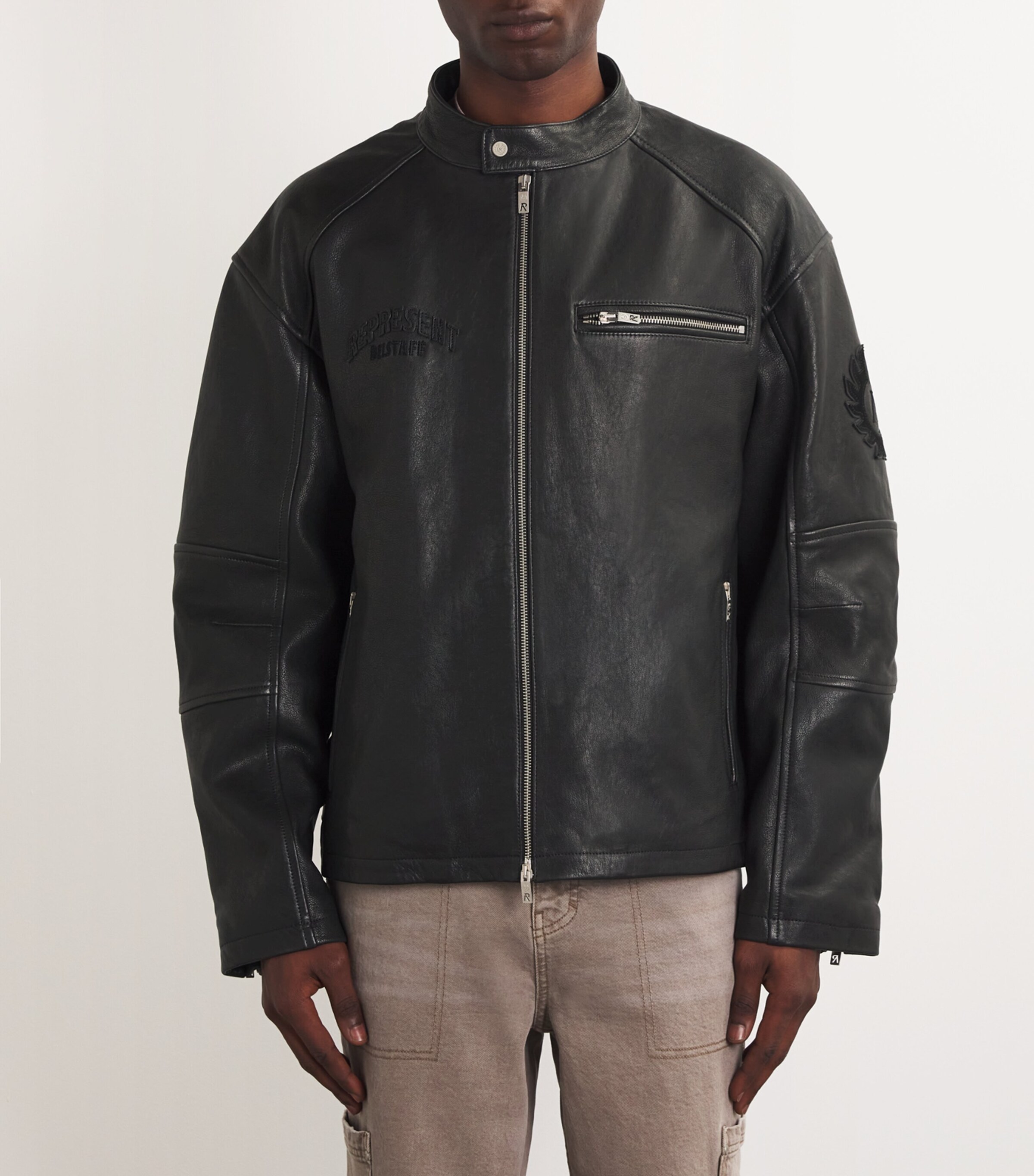 x Belstaff Leather Race Jacket BLACK Image 3