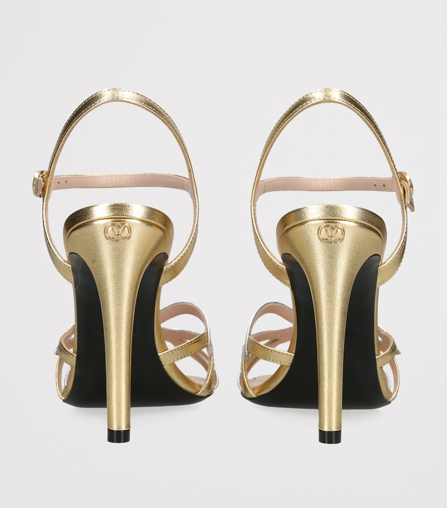 Valentino Garavani Metallic Leather Bow Heeled Sandals 100 Gold Comb Image 2