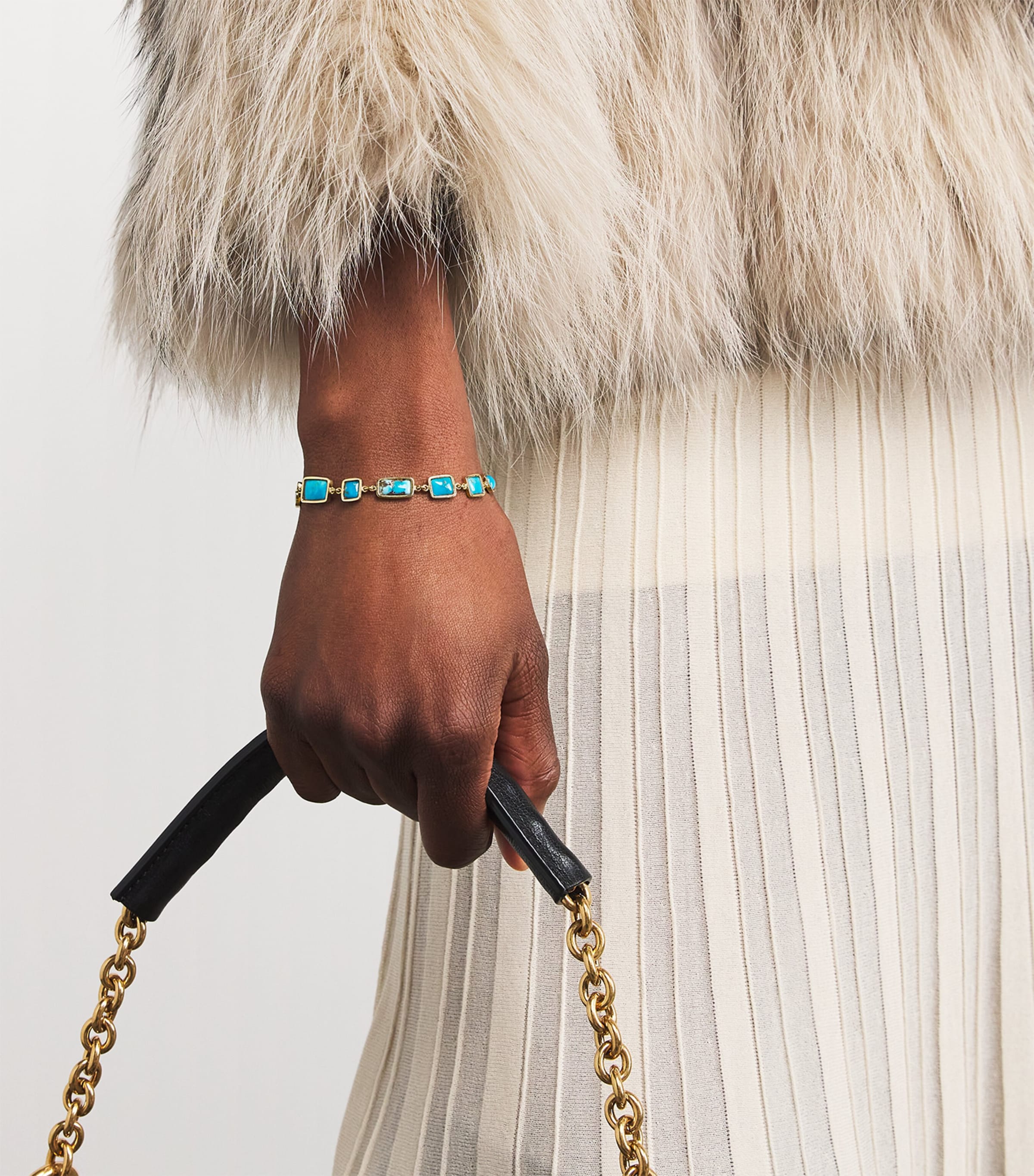 Yellow Gold and Turquoise Bezel Bracelet YELLOW GOLD Image 2